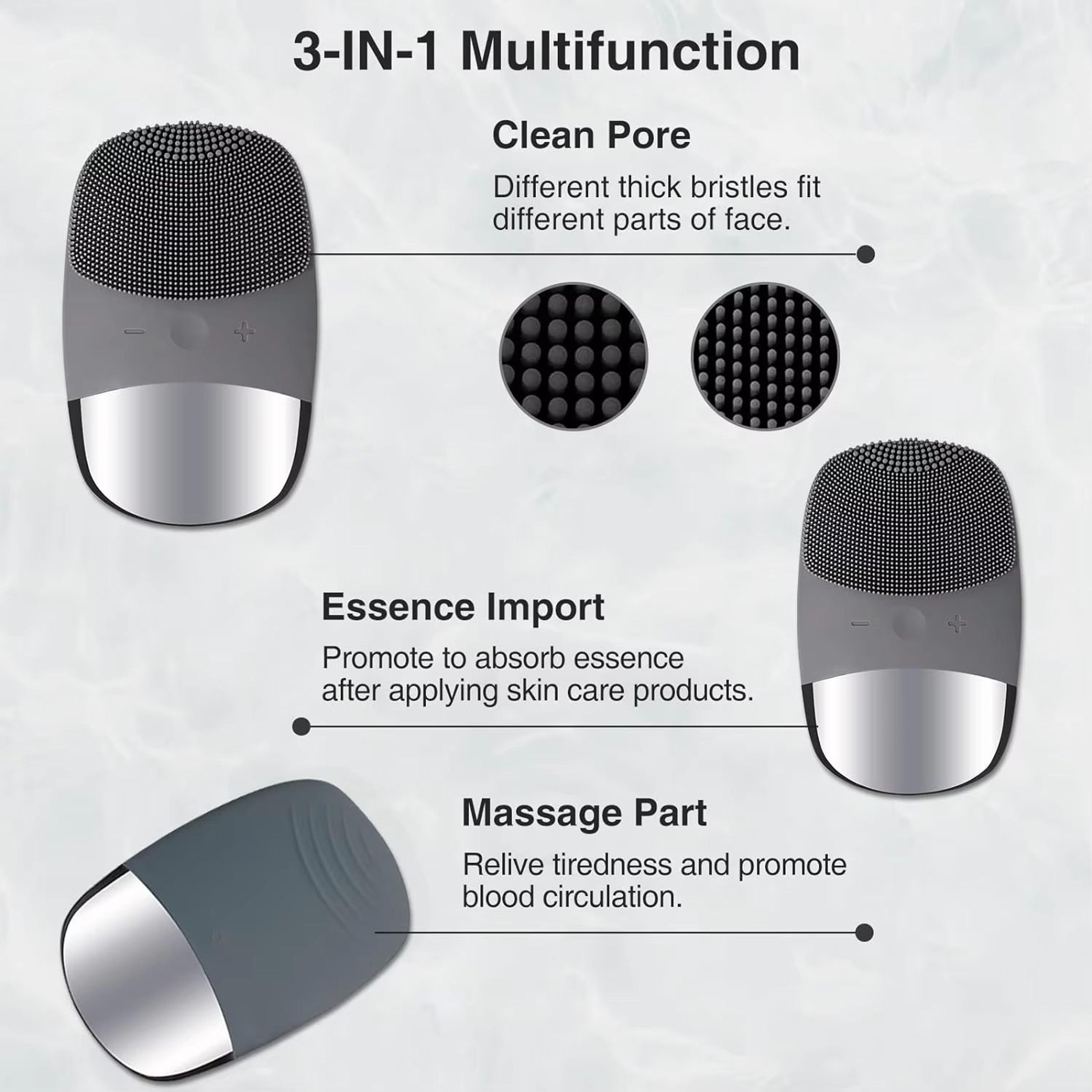 3in1 Electric Waterproof Silicone Facial Cleansing Brush With DeepClean Exfoliation And Blackhead R 1