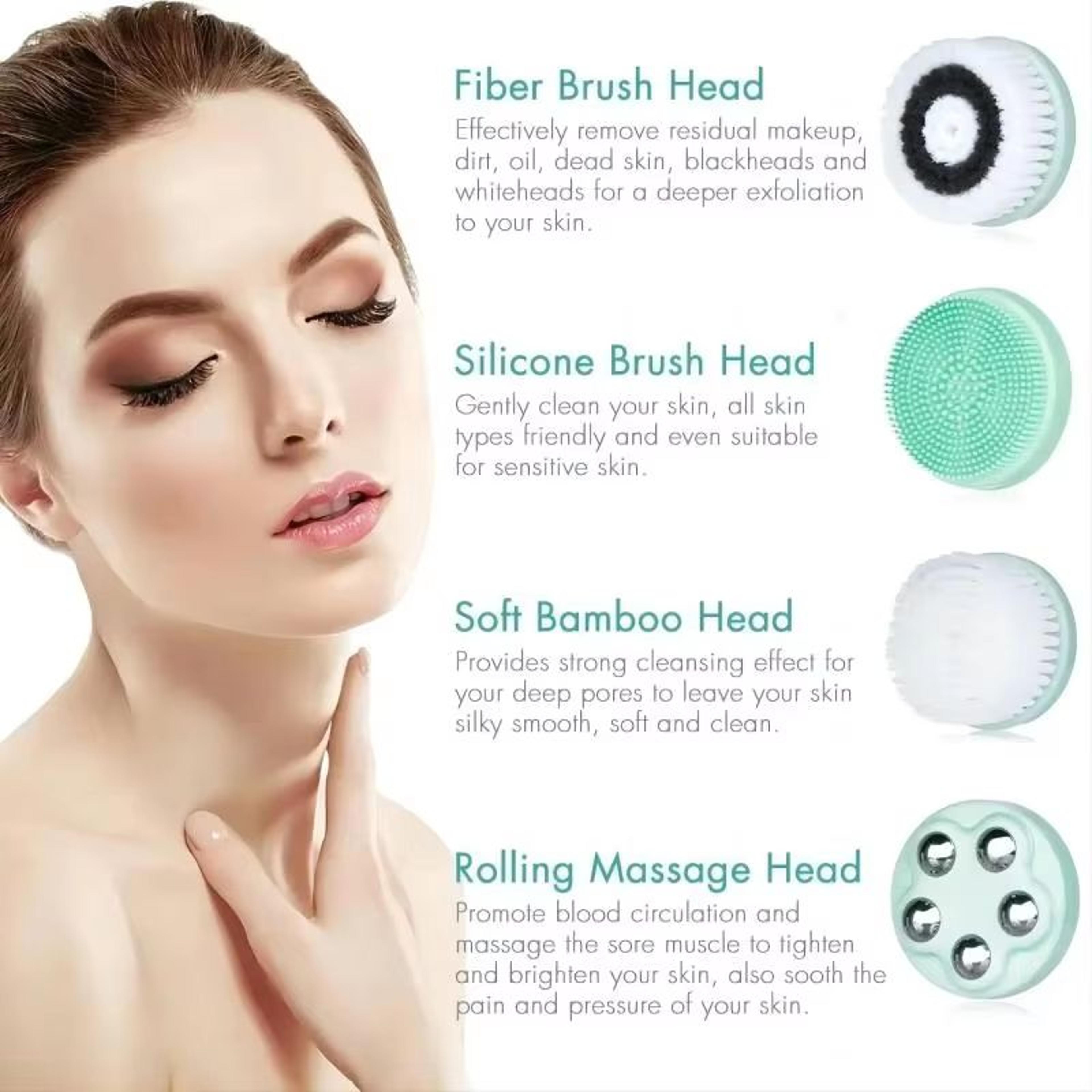 4in1 Electric Facial Cleansing Brush  Sonic Waterproof Rechargeable Face Cleaning  Pore Care Tool 3
