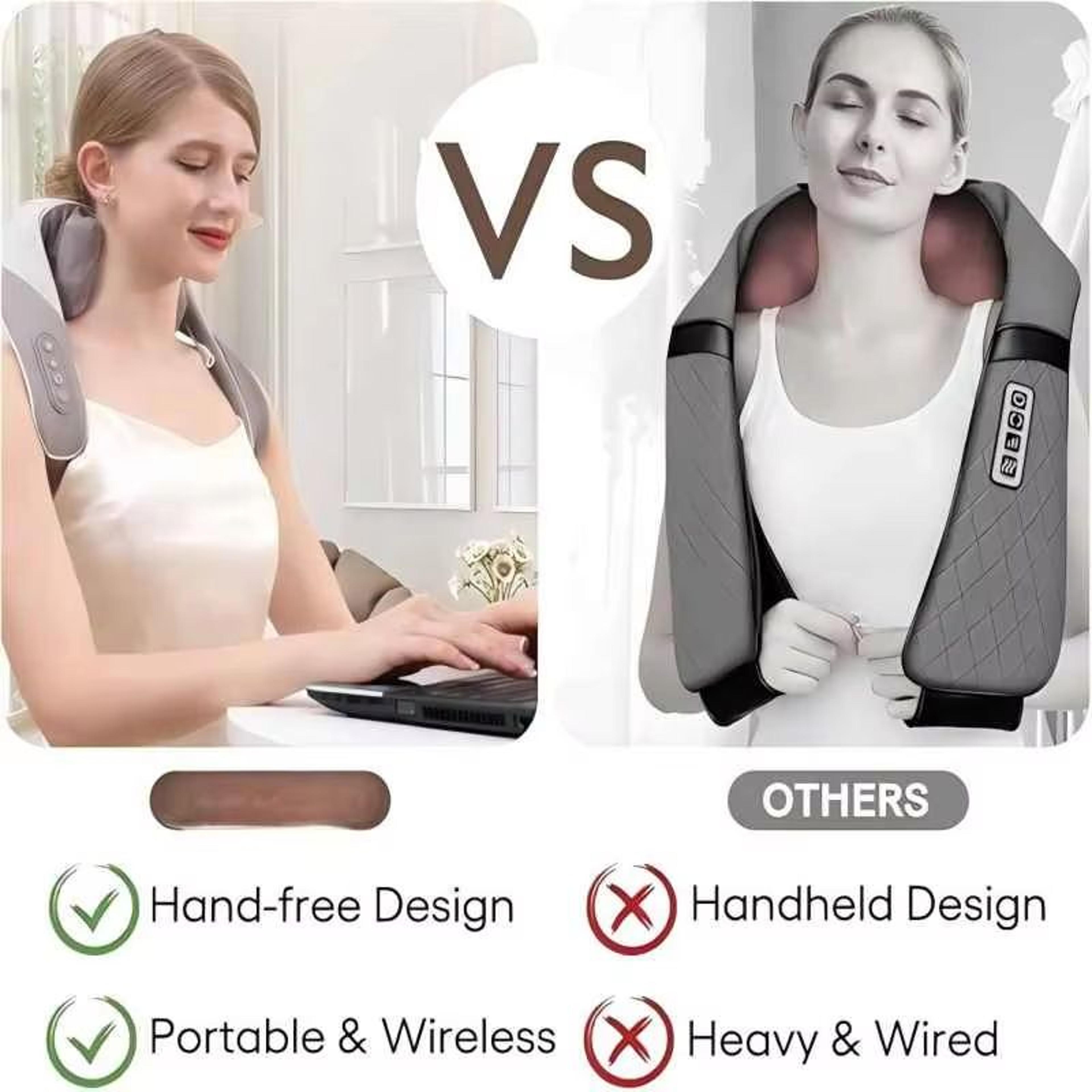 Wireless 6D Deep Tissue Neck Shoulder  Back Massager Pillow With Brushless Motor And Heat Therapy 3