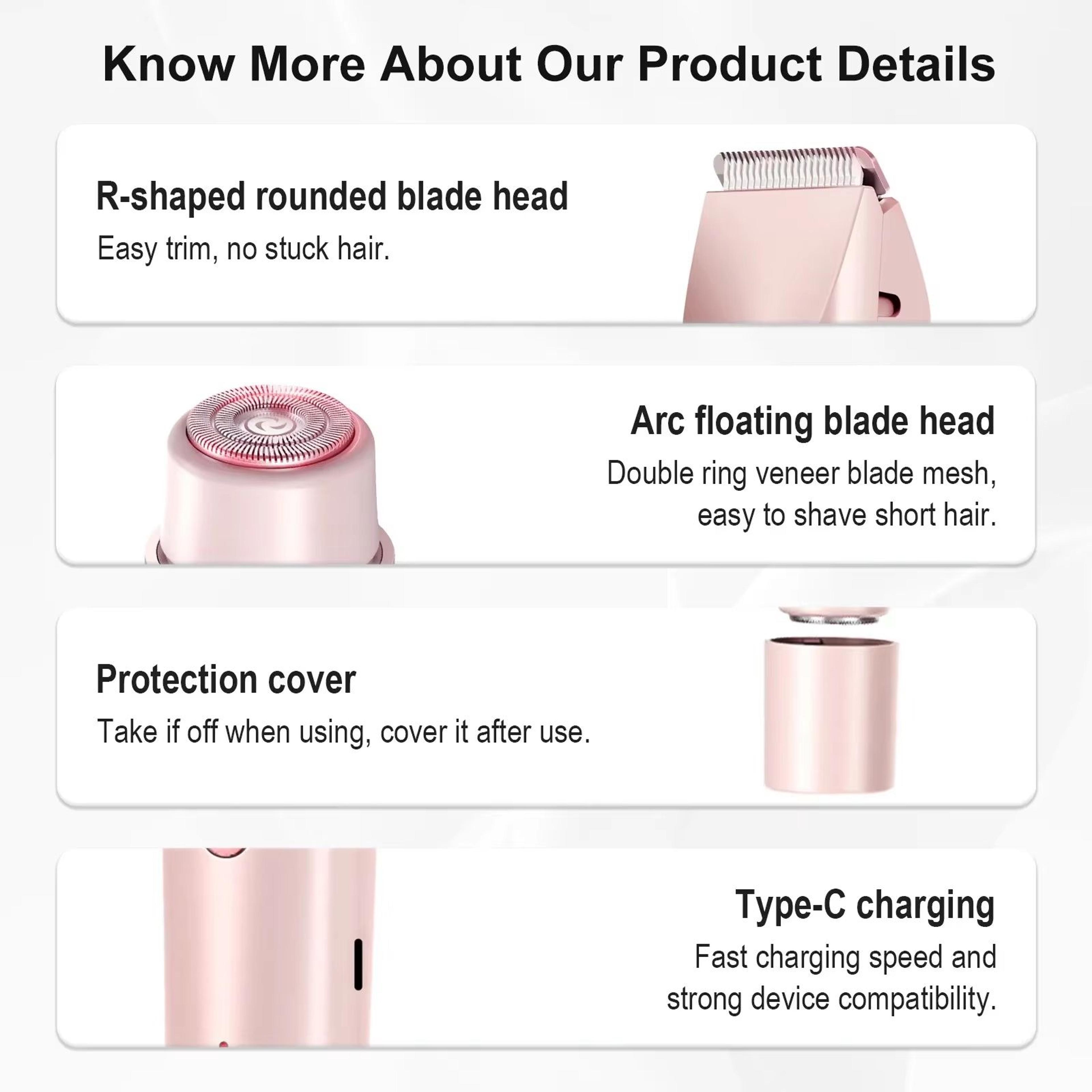 2 In 1 Women Electric Razor And Body Trimmer For Bikini Underarms Legs And Face Waterproof Painless 5