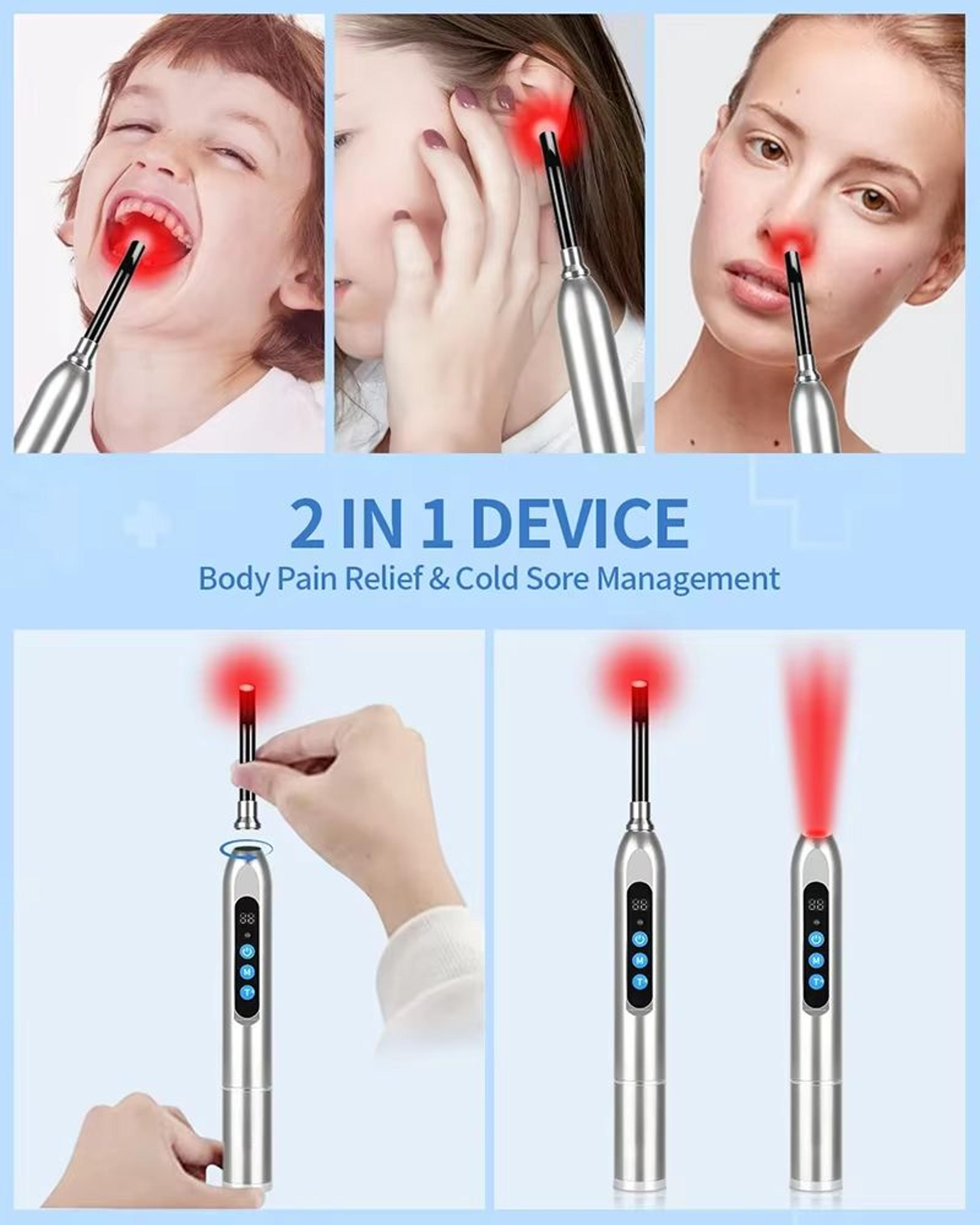 Red Light Therapy Cold Sore Treatment Device With 660 Nm And 850 Nm Near Infrared LED Light Wand 4