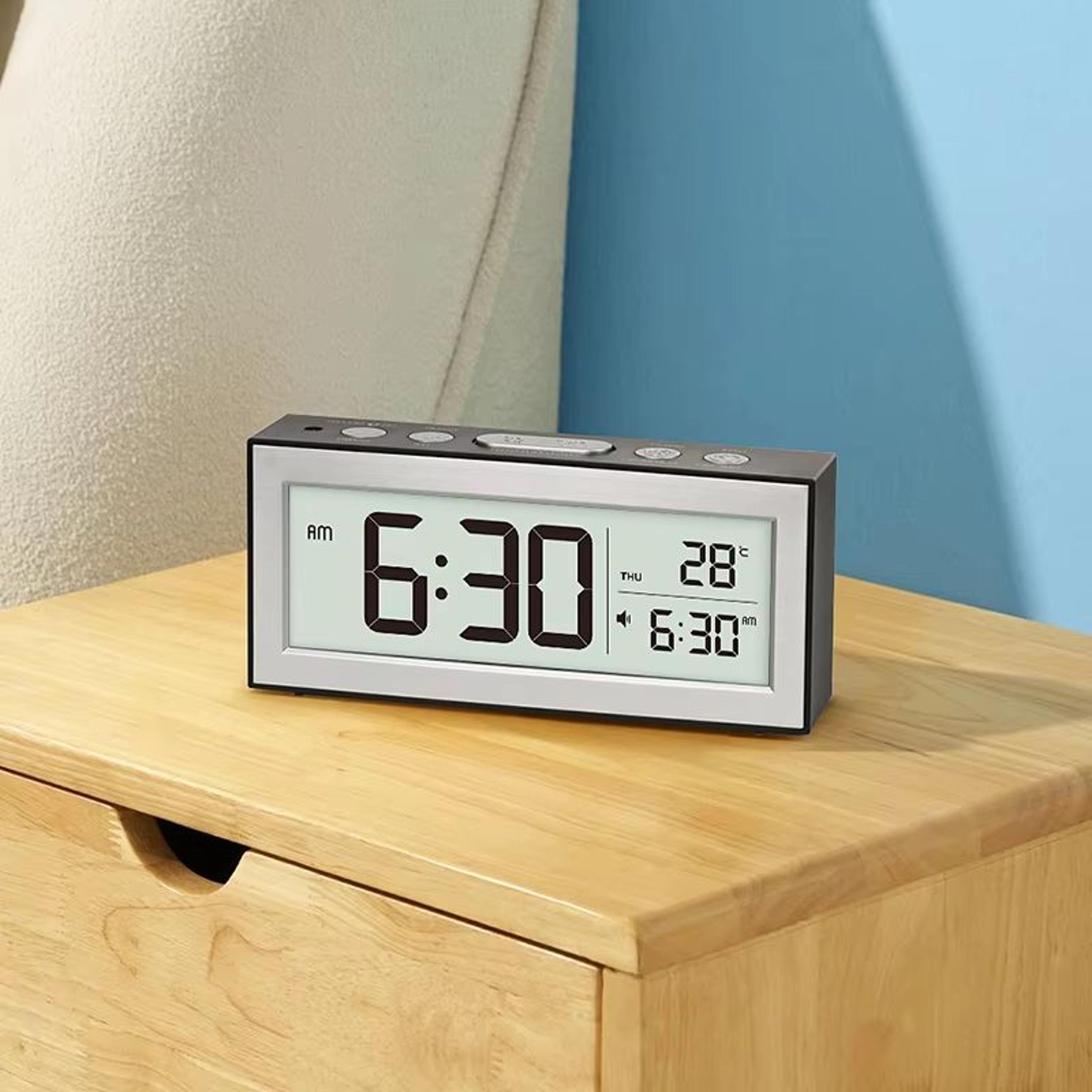 Retro LCD Digital Desk Clock With Alarm Backlight Calendar  Temperature Display 5