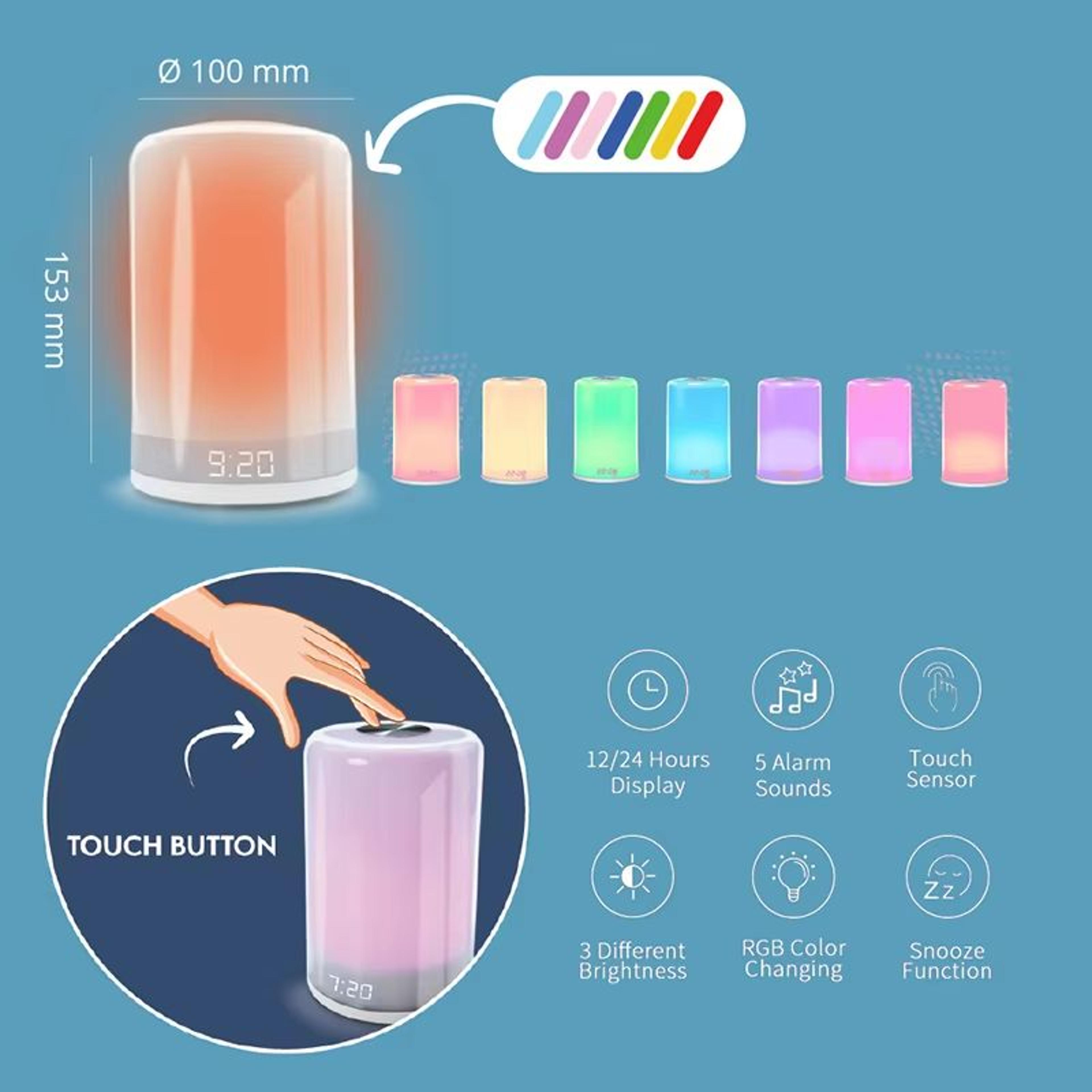 Sunrise Alarm Clock With Wake Up Light Natural Sounds  Touch Control 5