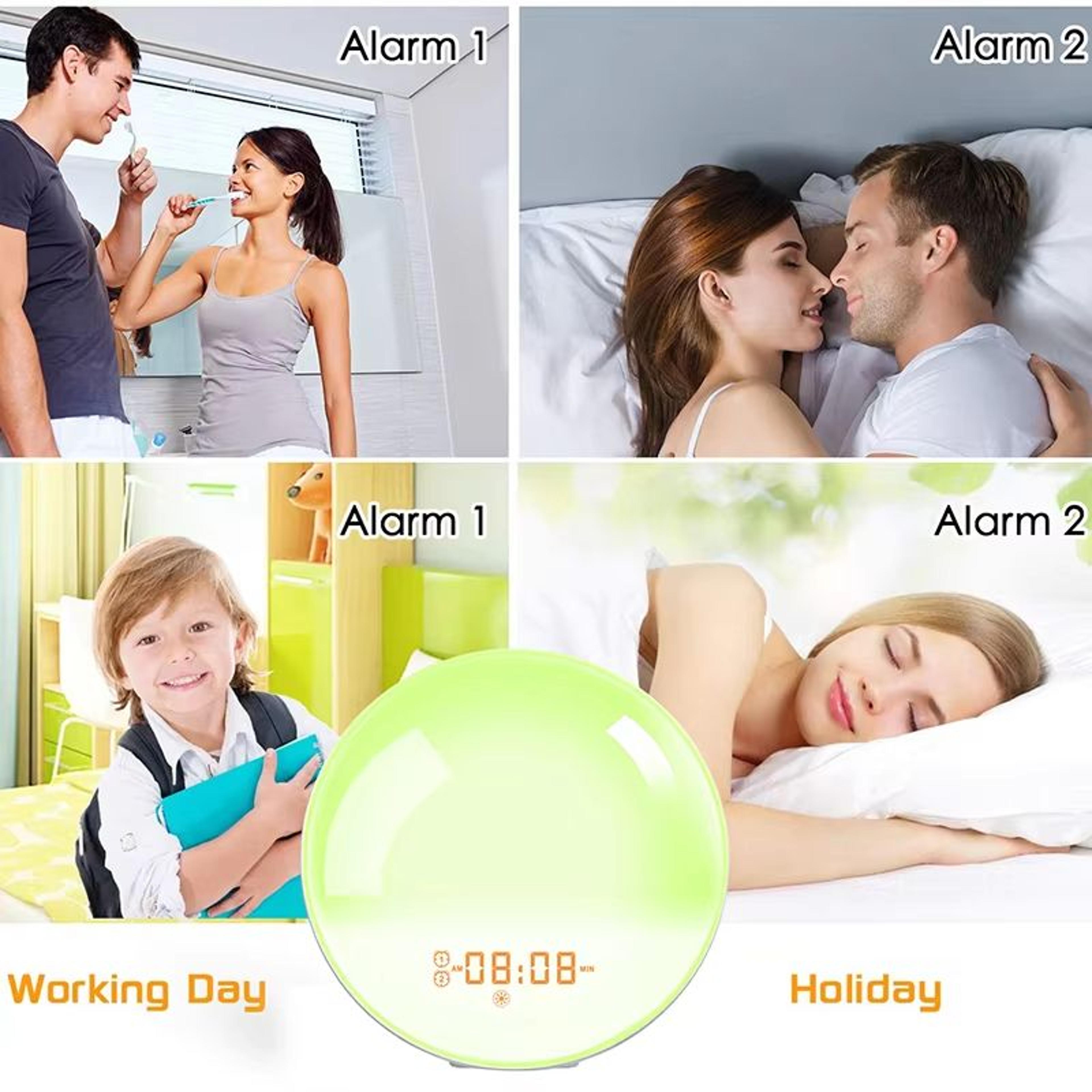 Wake Up Light Alarm Clock With Sunrise Simulation FM Radio Natural Sounds And Night Light 5