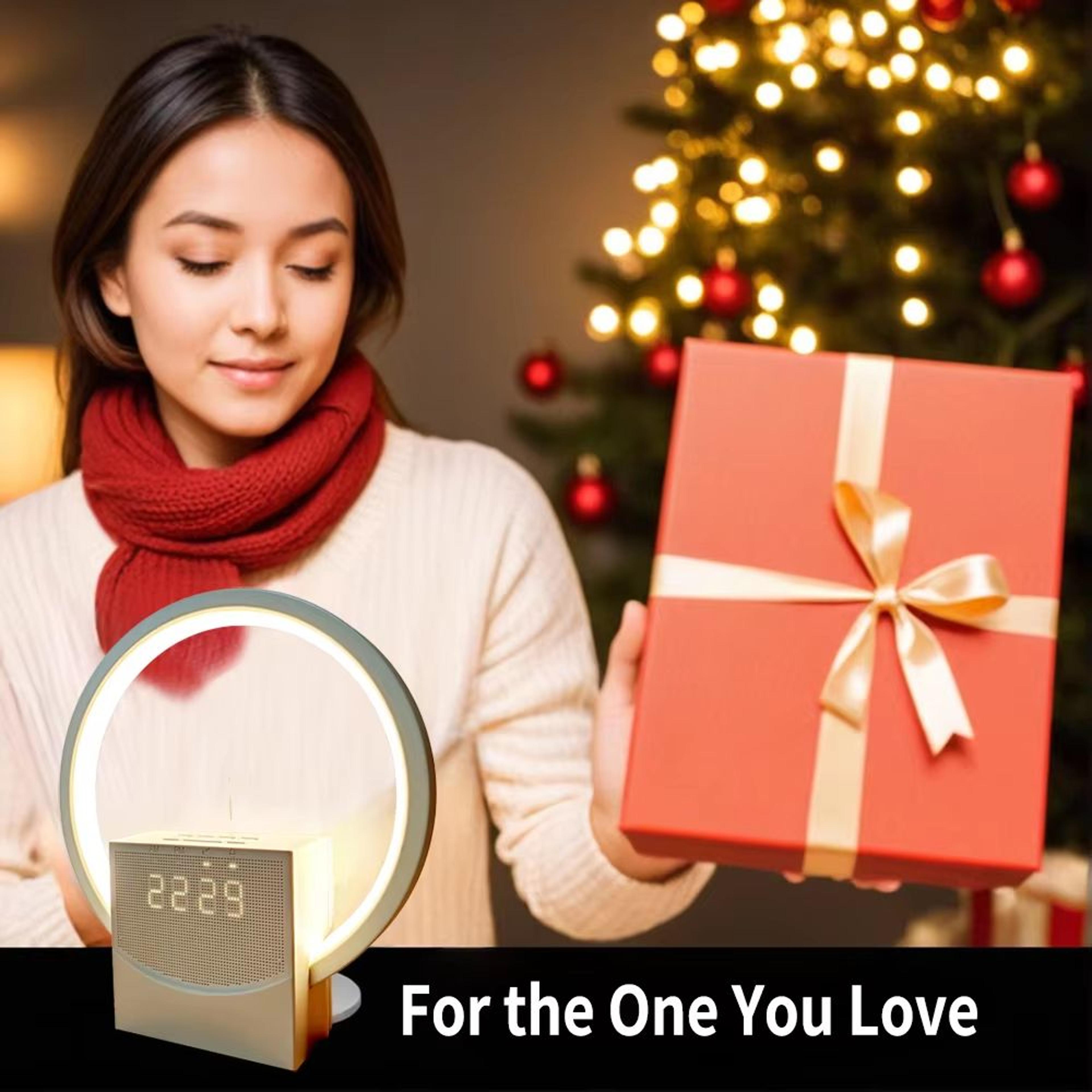 Sunrise Simulation Alarm Clock With Bluetooth Speaker White Noise LED Night Light For Bedroom And H 4