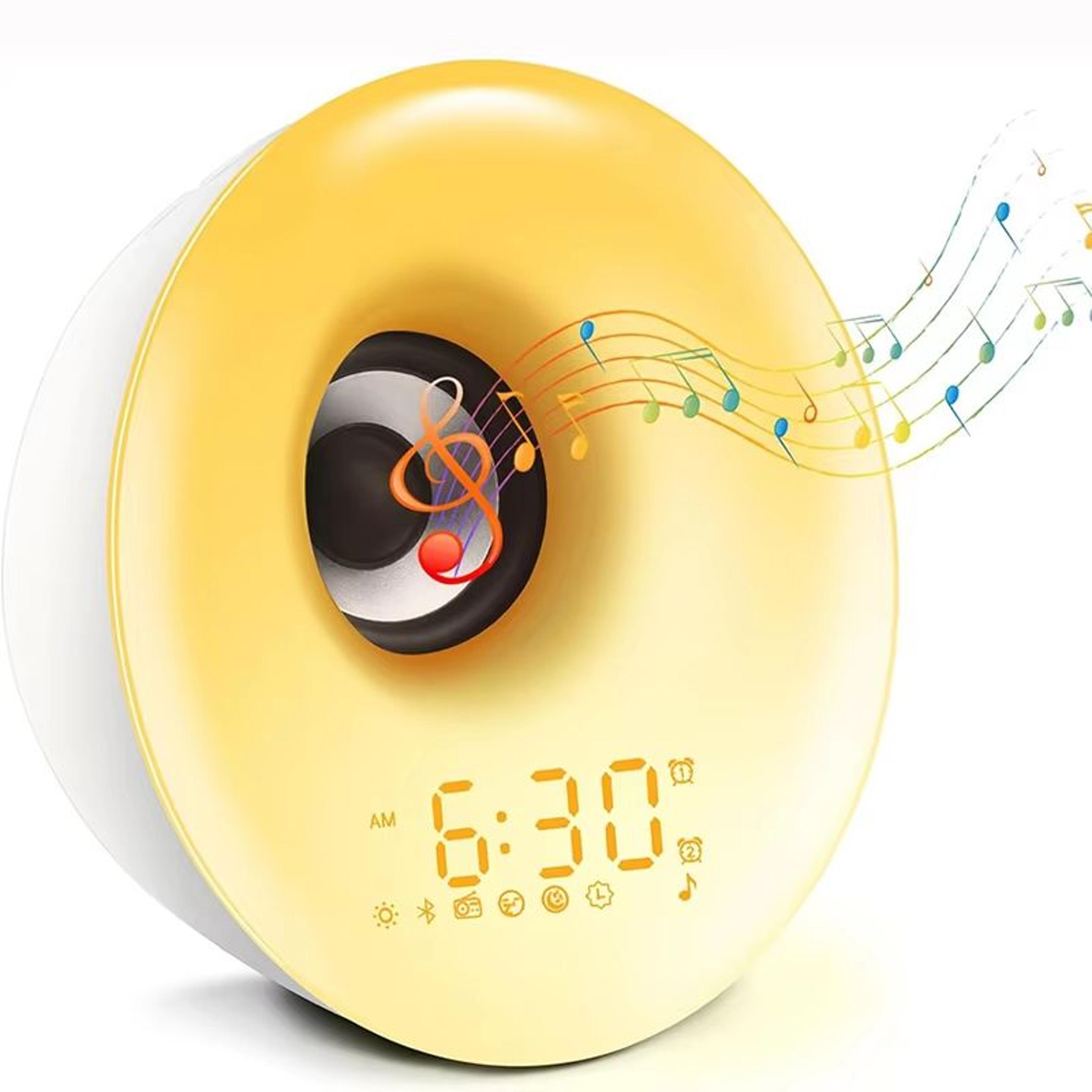 Bluetooth Speaker Wake Up Light Alarm Clock With SunriseSunset Simulation Colorful Night Light And  0