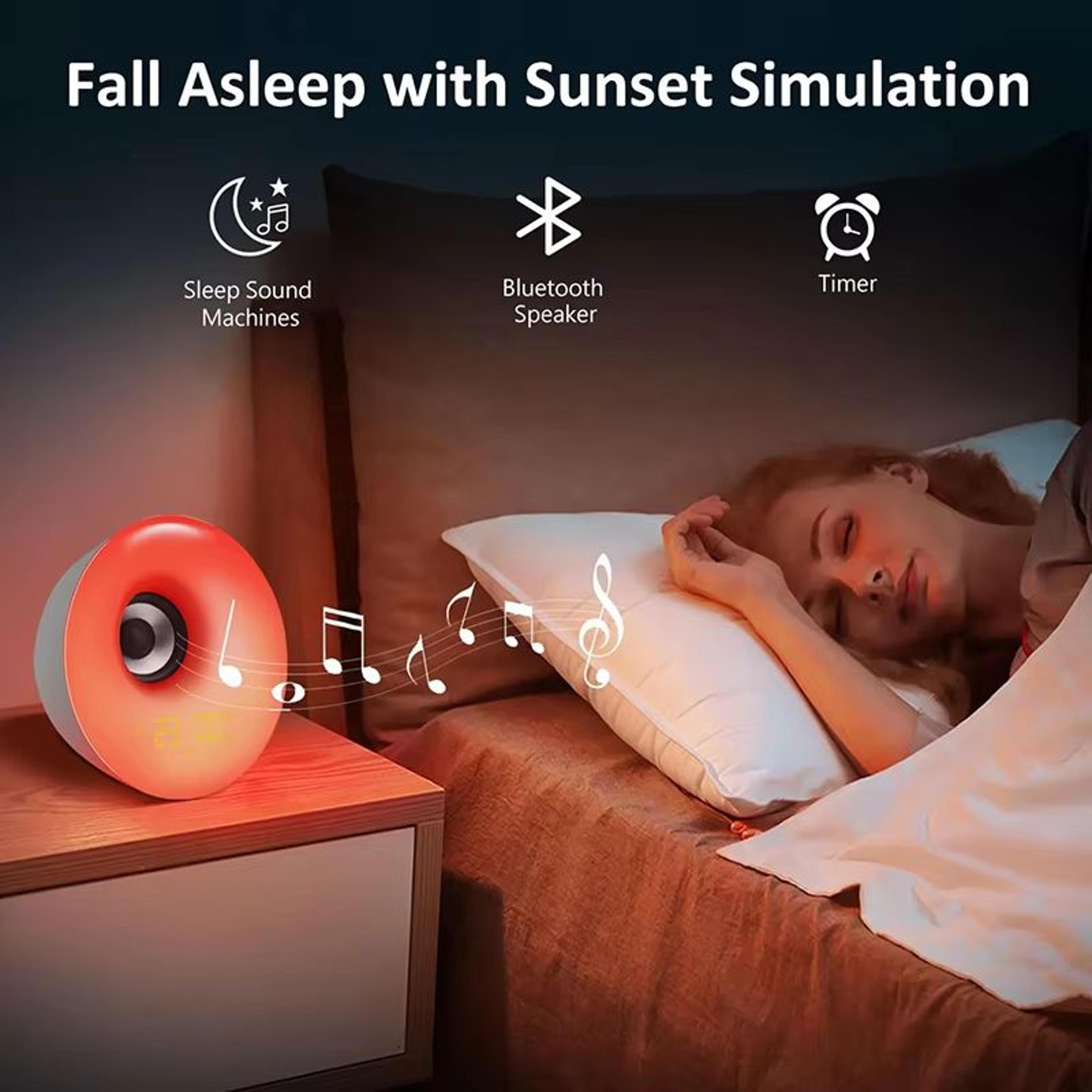Bluetooth Speaker Wake Up Light Alarm Clock With SunriseSunset Simulation Colorful Night Light And  2