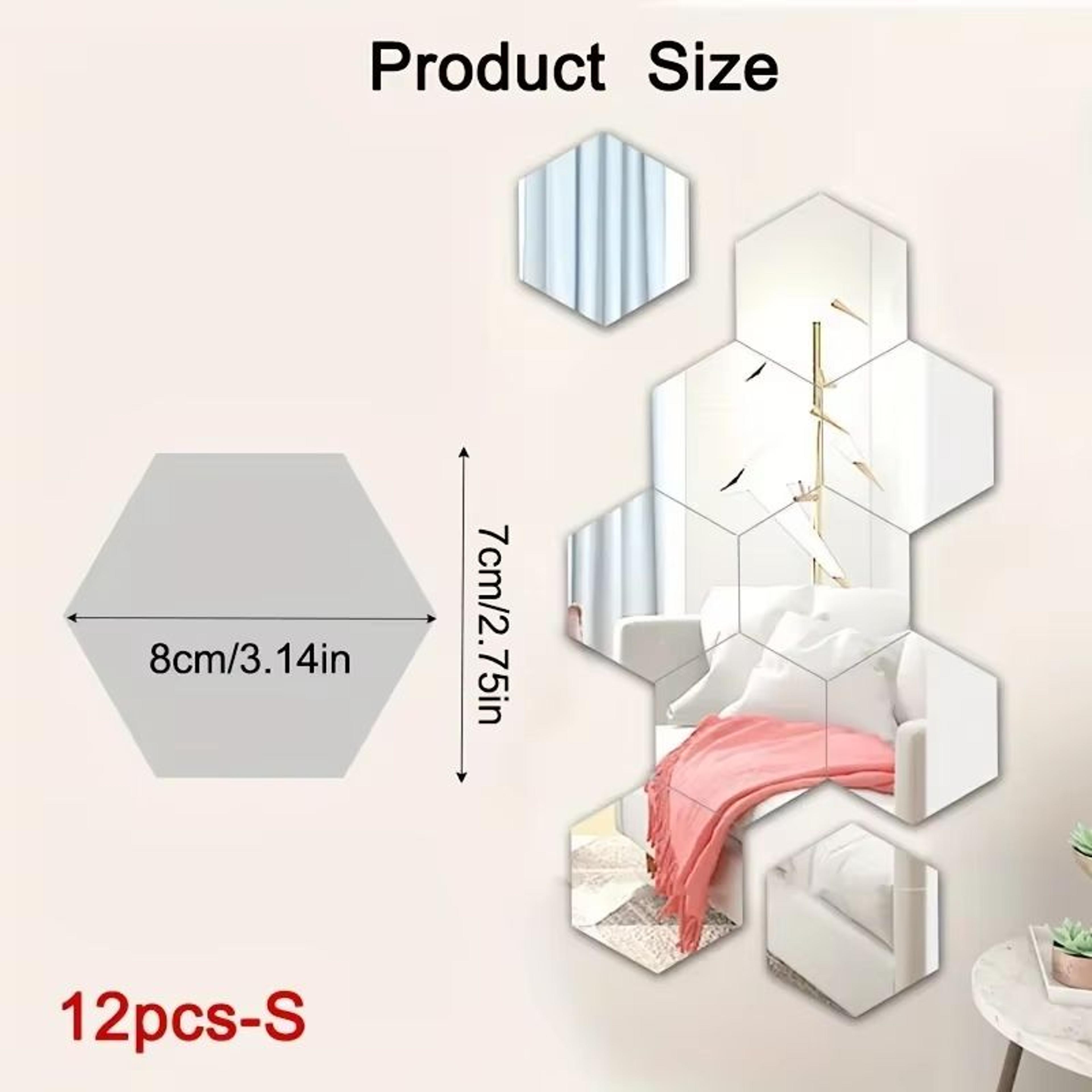 12Pcs Hexagon Acrylic Mirror 3D Wall Sticker For Living Room And Home Decoration 9