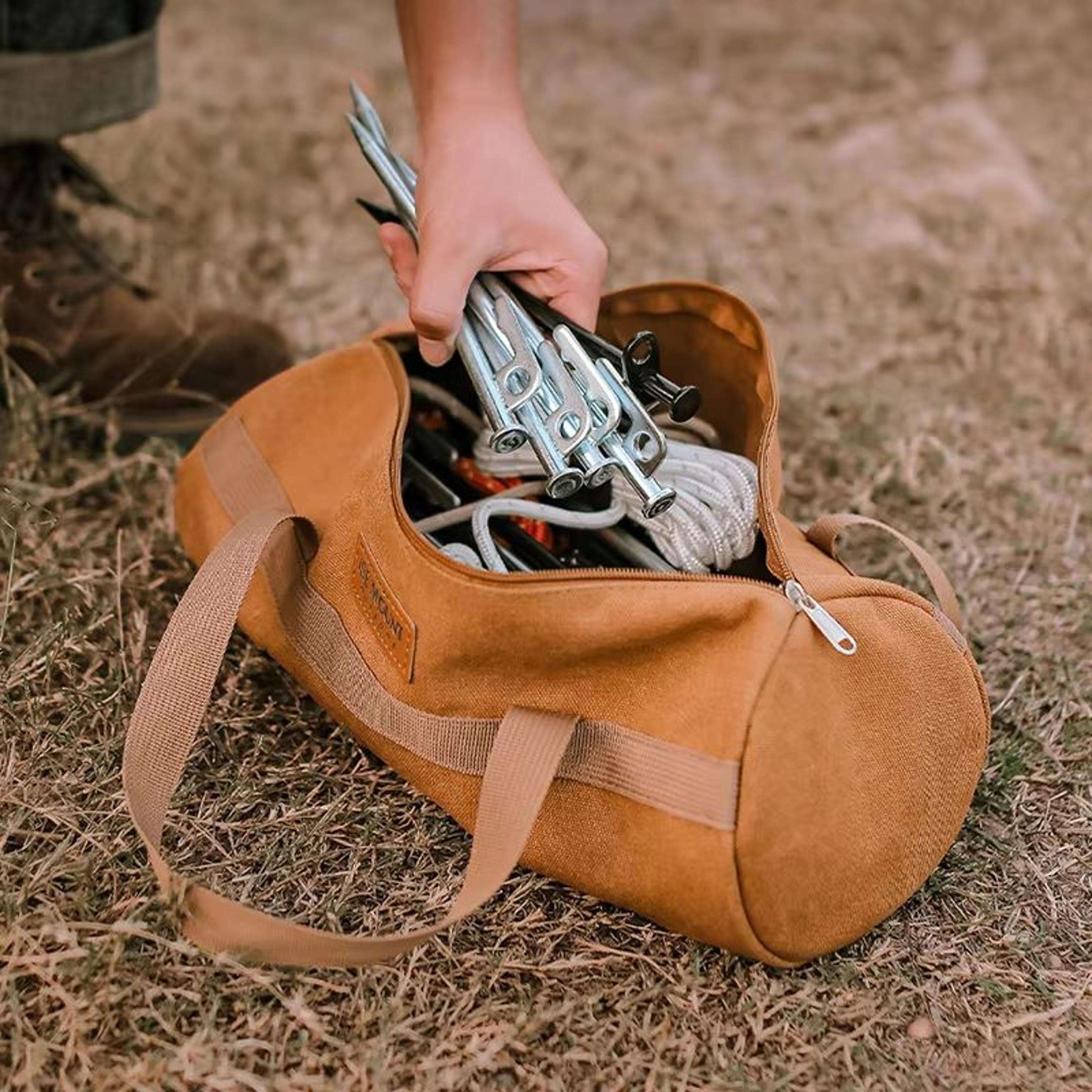 Tent Pegs Storage Bag With Handle  Portable Ground Nail Tool Bag For Camping 0