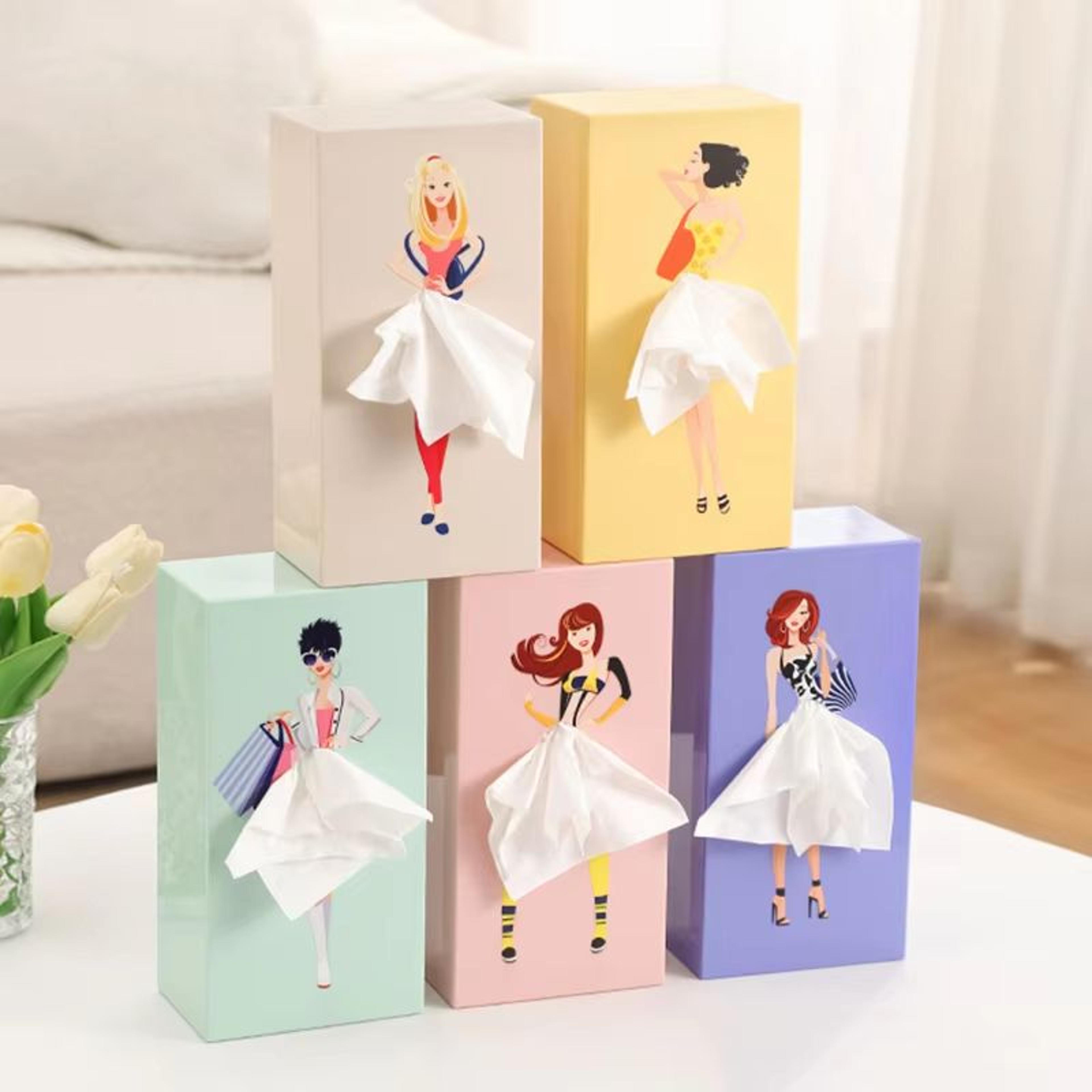 Creative Puffy Skirt Girl Tissue Box  Funny Desktop Tissue Storage Holder 1
