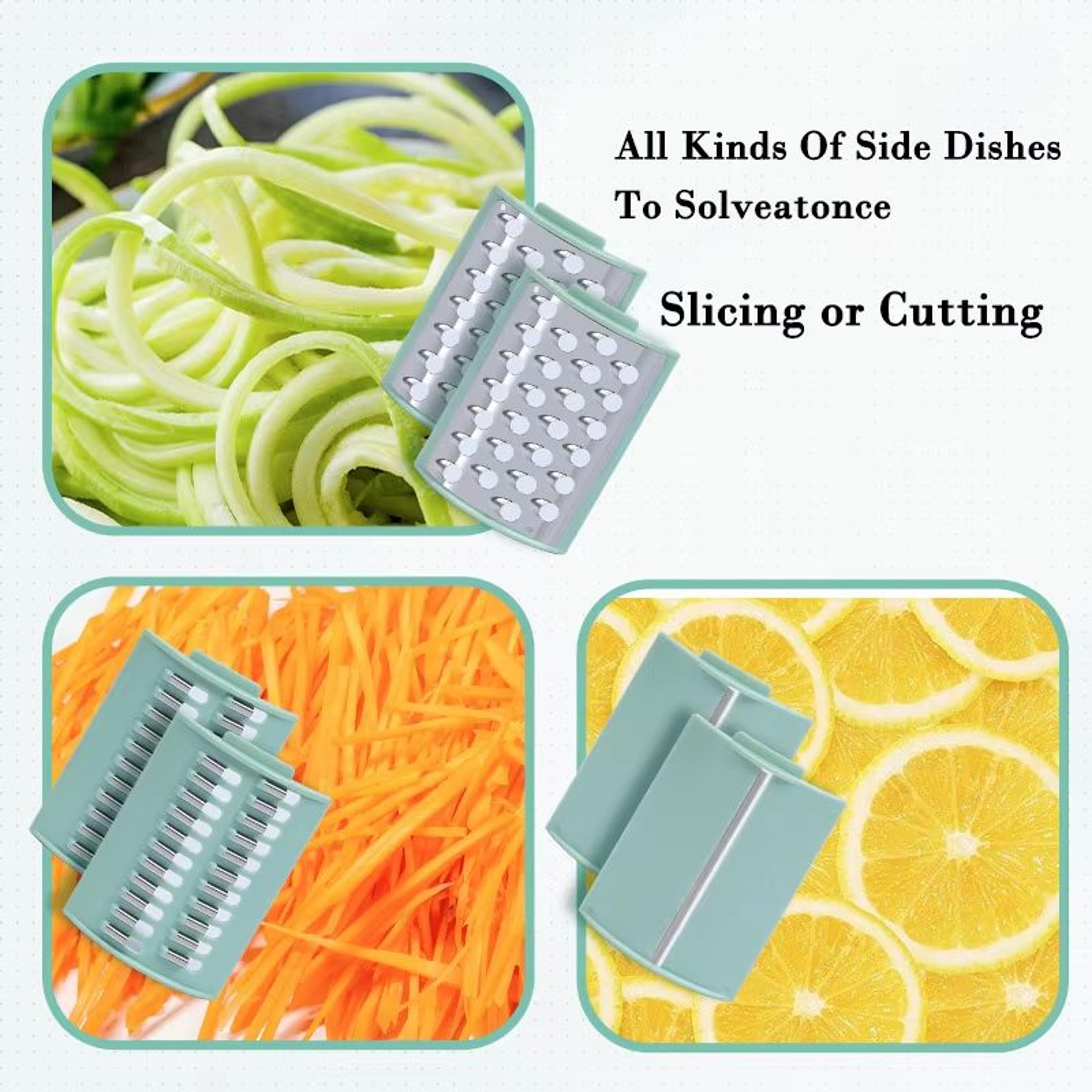 Manual Drums Vegetable Cutter With 3 Blades  Multifunctional Slicer For Potatoes Carrots Garlic And 3