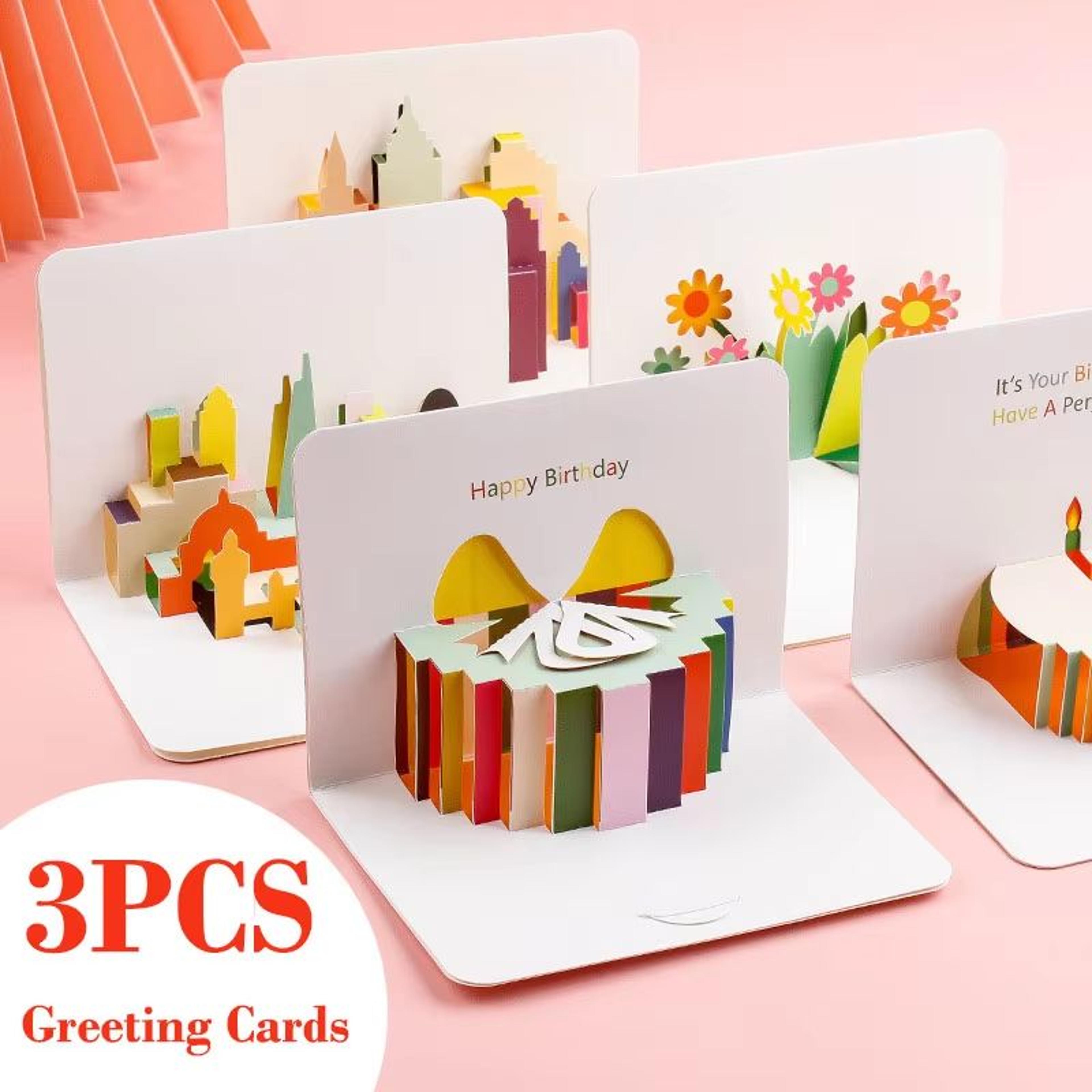3d pop-up birthday & celebration greeting cards with envelopes