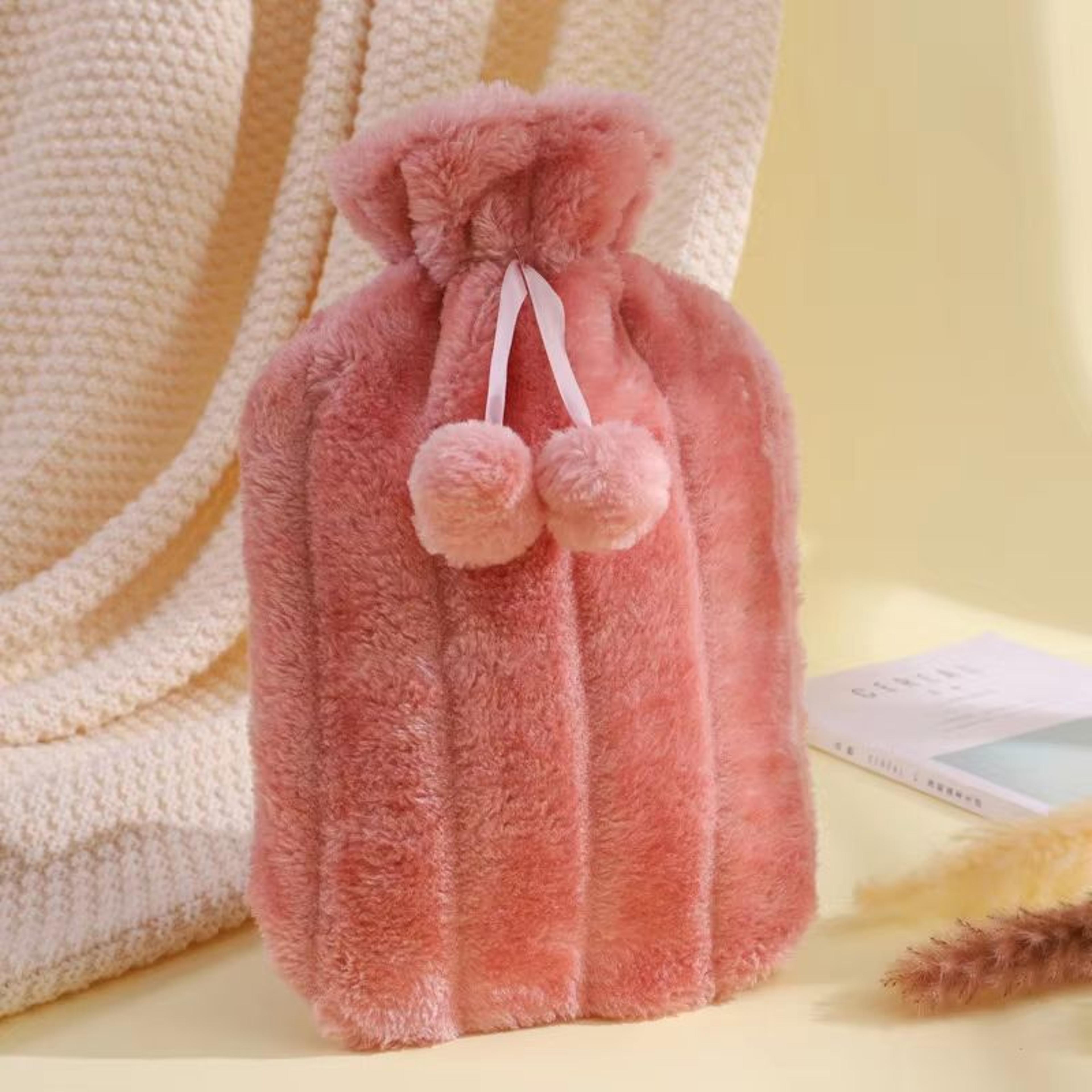 2L Hot Water Bottle With Fur Fleece Cover Fluffy Waterproof Rubber Warm Bottle For Hands Feet And B 4