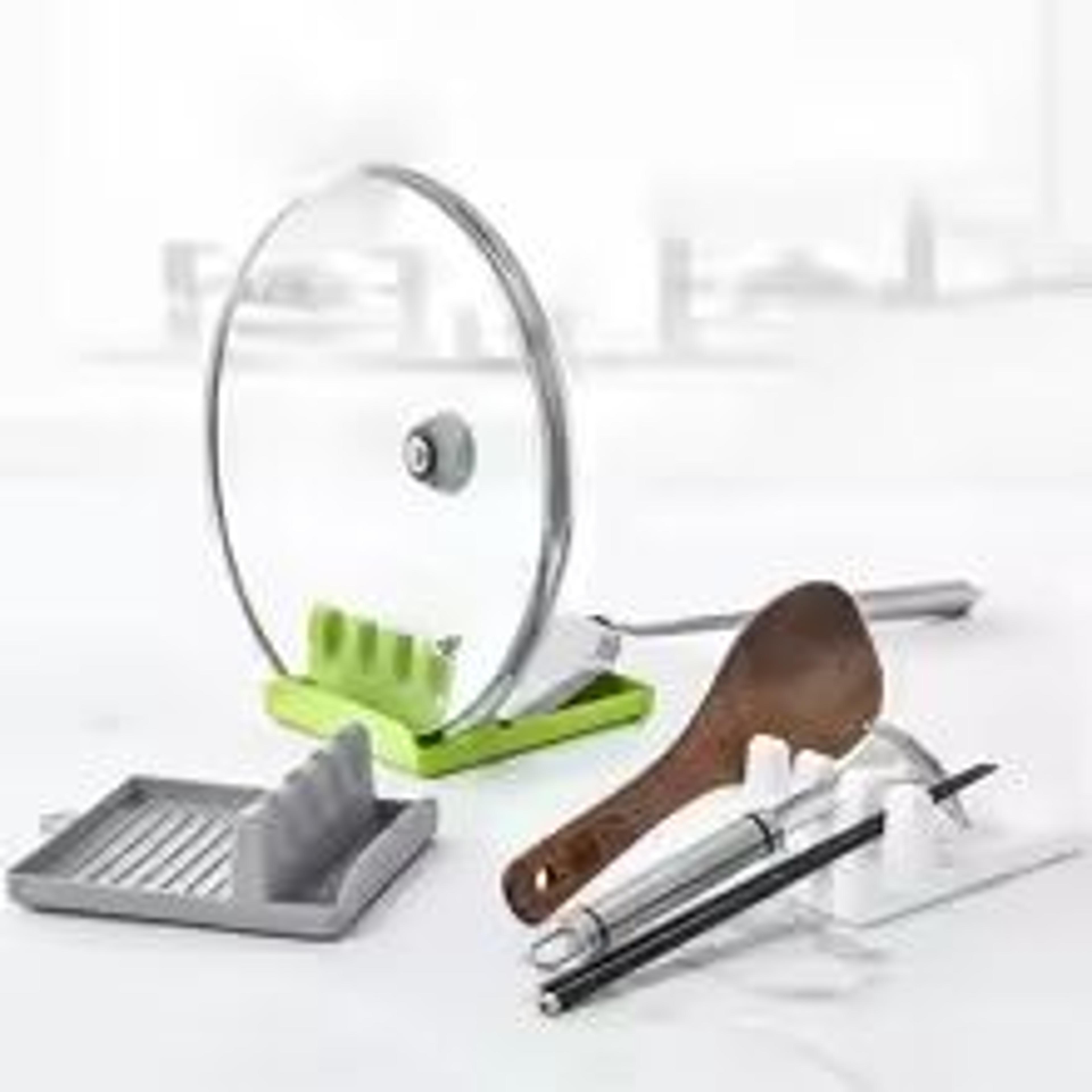 MultiFunction Kitchen Utensil Organizer Rack With Spoon Rest And Lid Holder 1