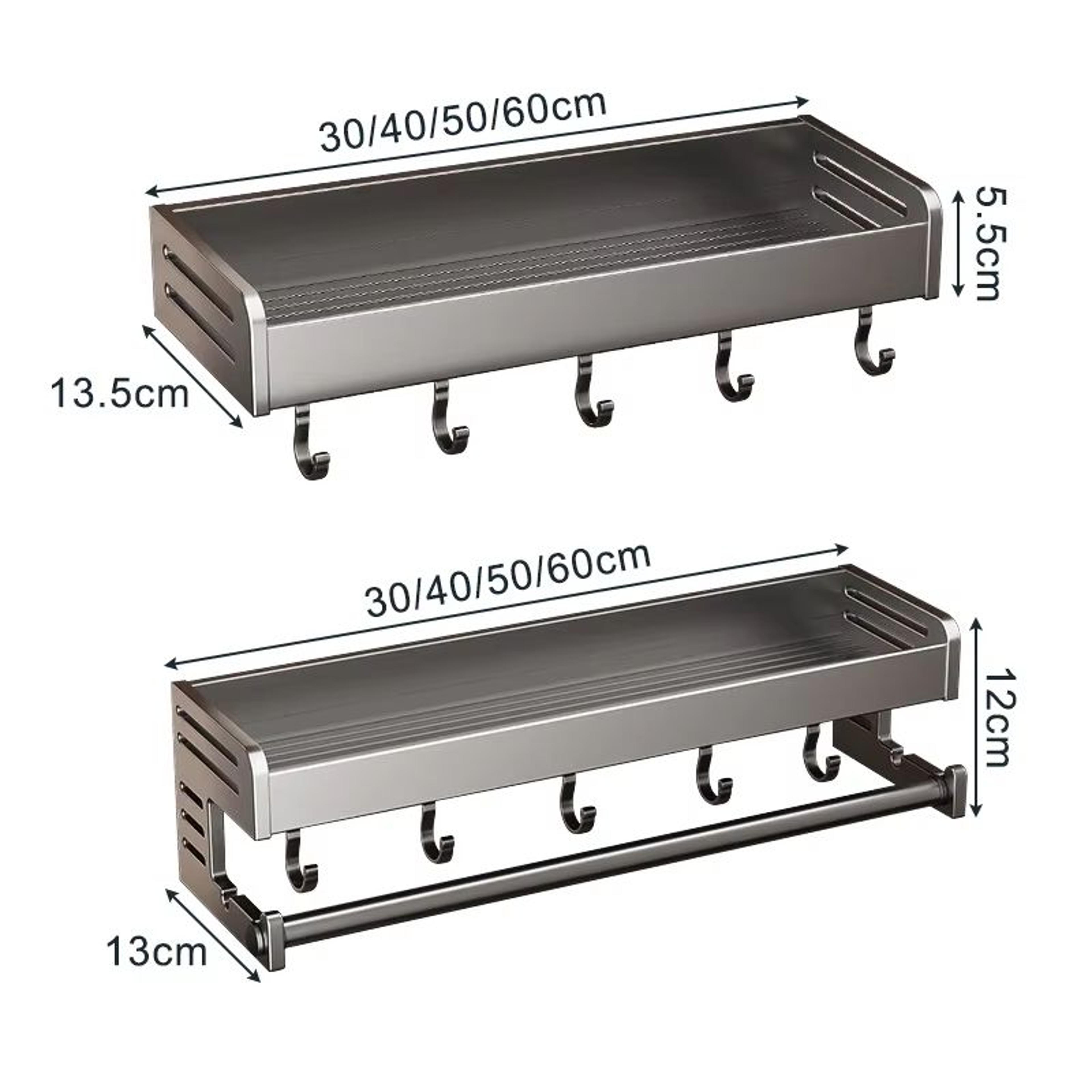 WallMounted Kitchen Storage Rack With Hooks And Seasoning Shelf Organizer 5
