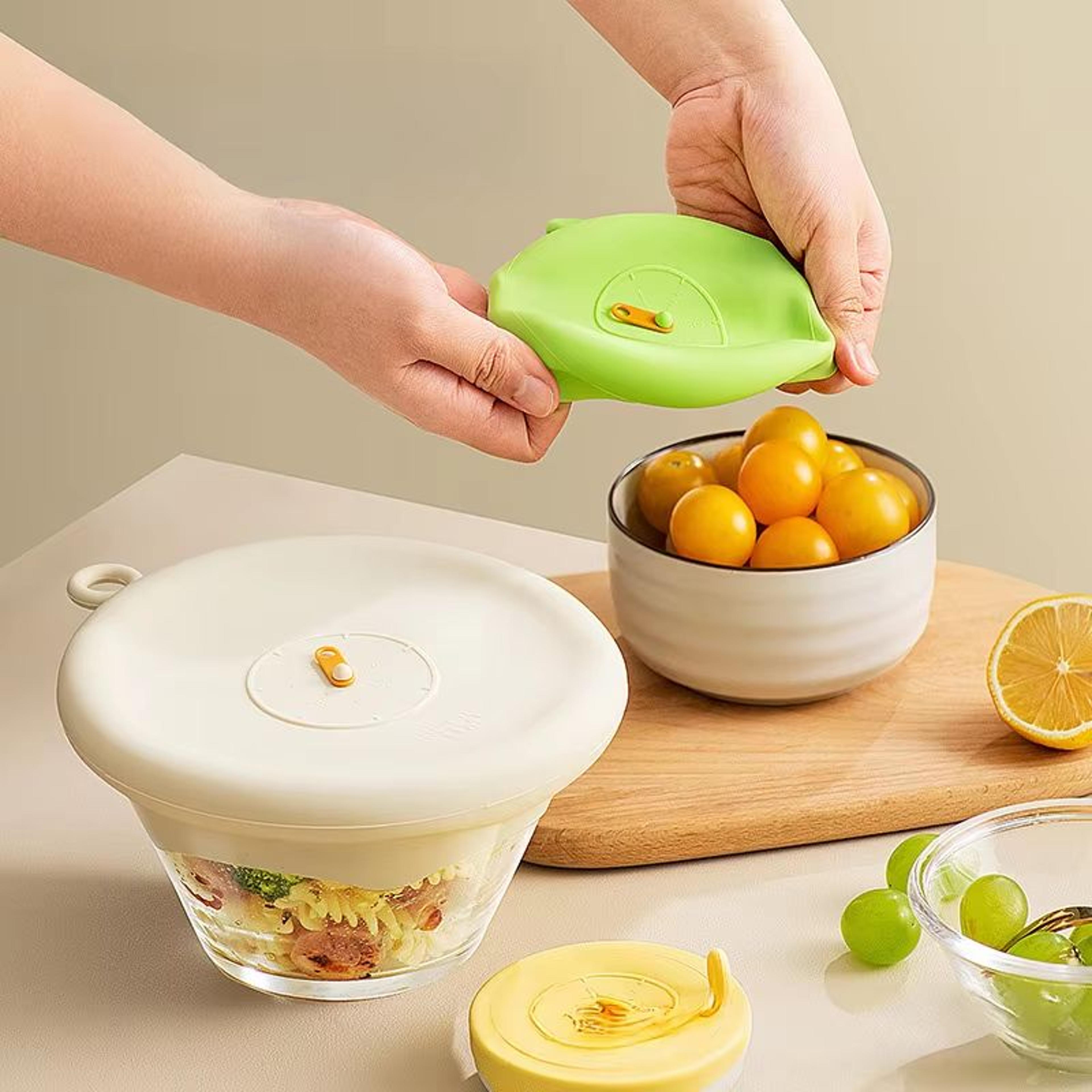 2 Piece Stretchable Silicone Food Covers Reusable Eco Friendly Fresh Keeping Lids 0