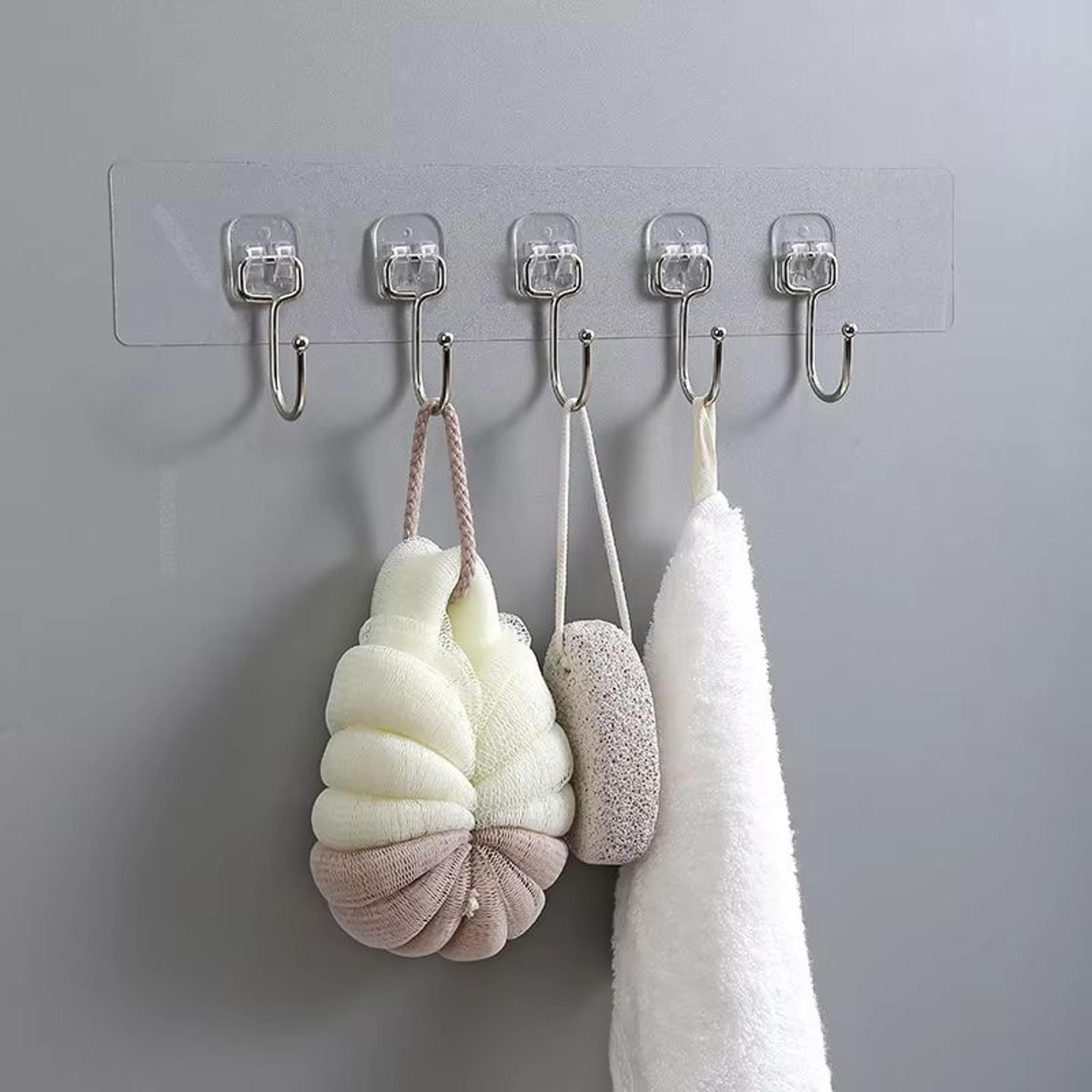Transparent Multi Row Adhesive Wall Hooks Strong Clear Door And Wall Organizer 1