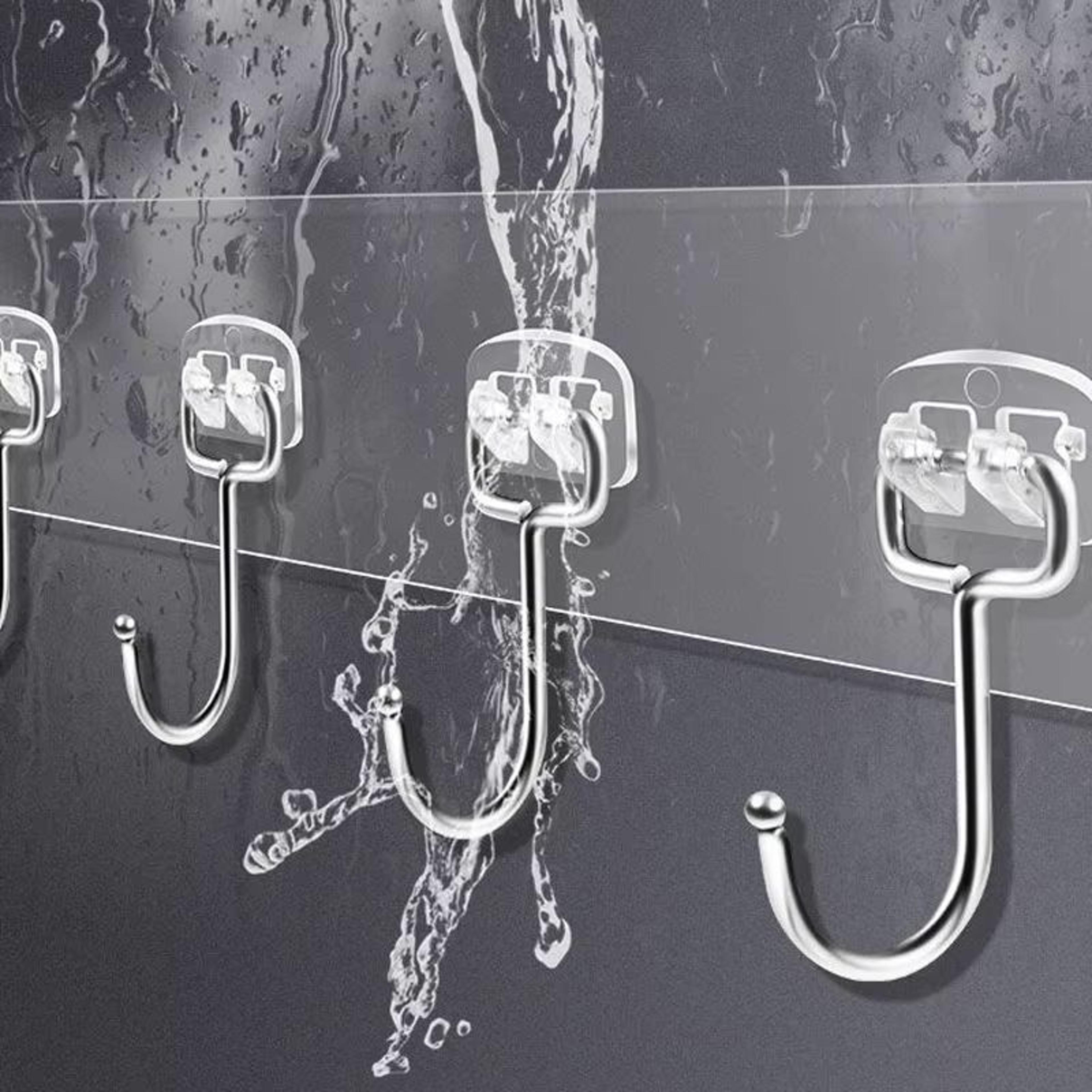 Transparent Multi Row Adhesive Wall Hooks Strong Clear Door And Wall Organizer 4