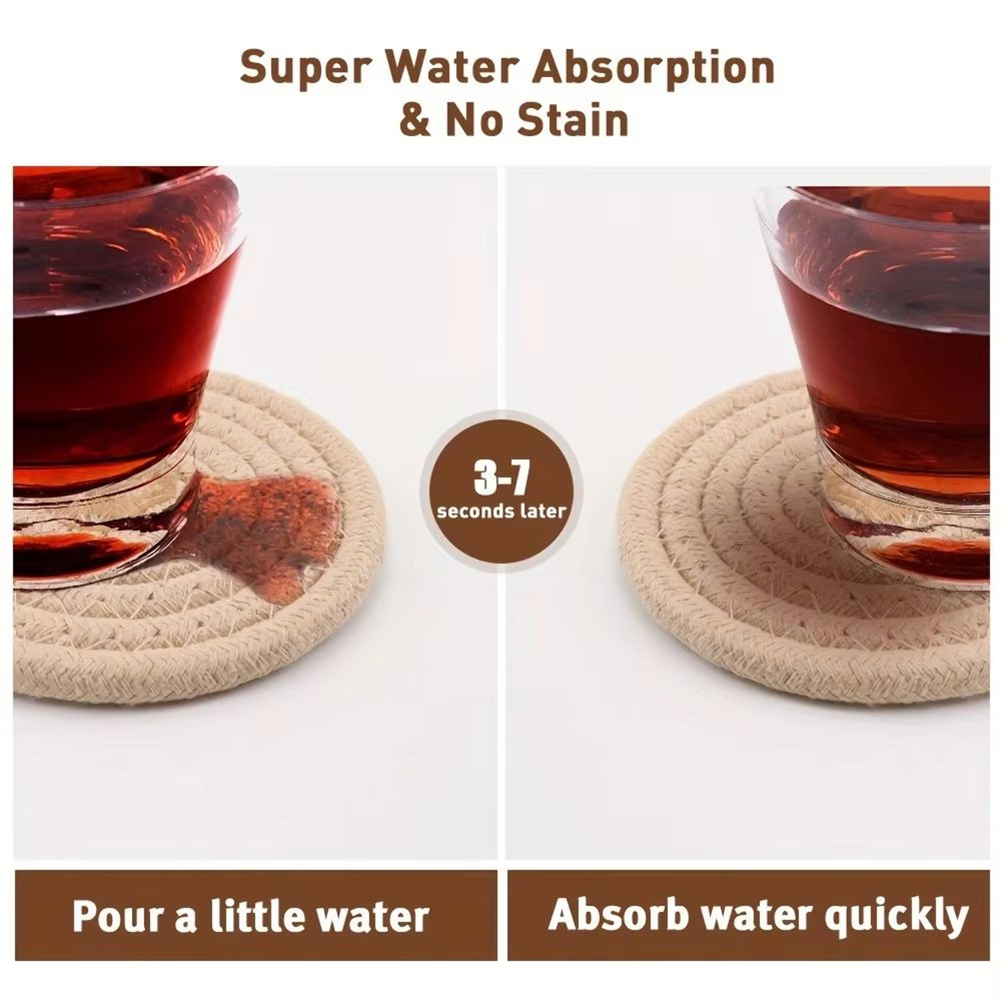 8 Piece Woven Drink Coaster Set With Holder High Temperature Resistant Absorbent Coasters 3