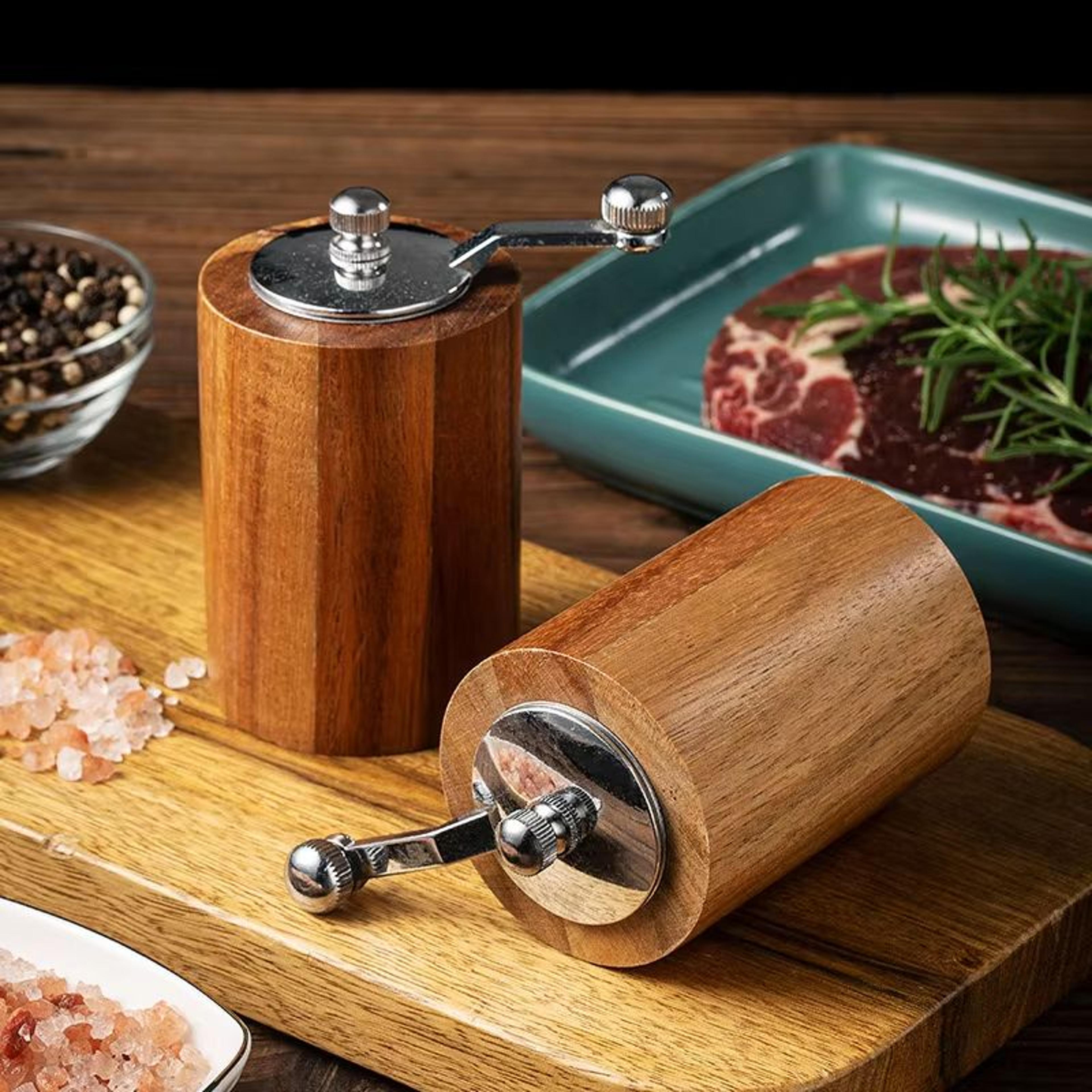 Handmade Wooden Salt And Pepper Grinder Adjustable Spice Coffee Seasoning Mill 1