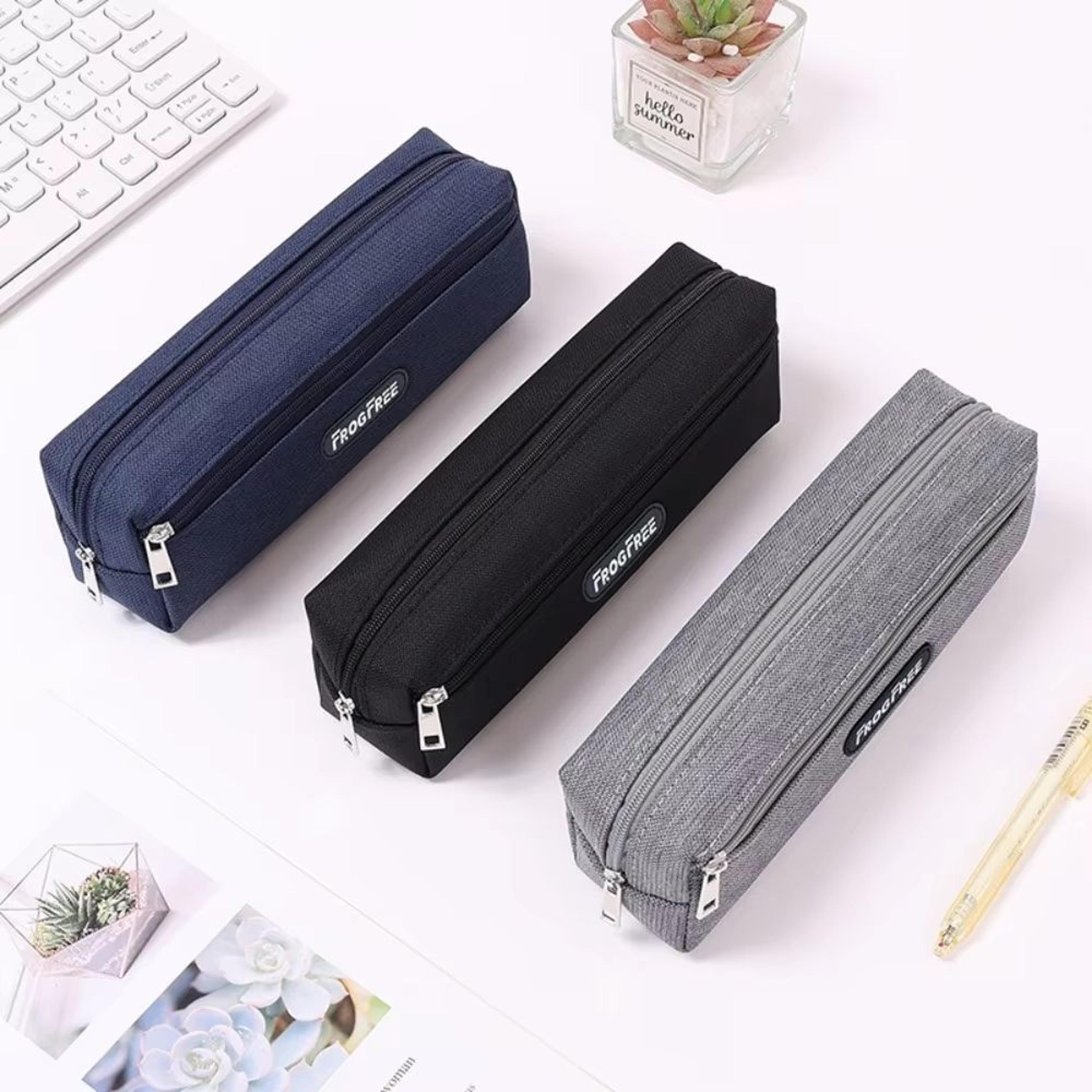 Canvas Pencil Case With Zipper Rectangular Stationery Pouch 0