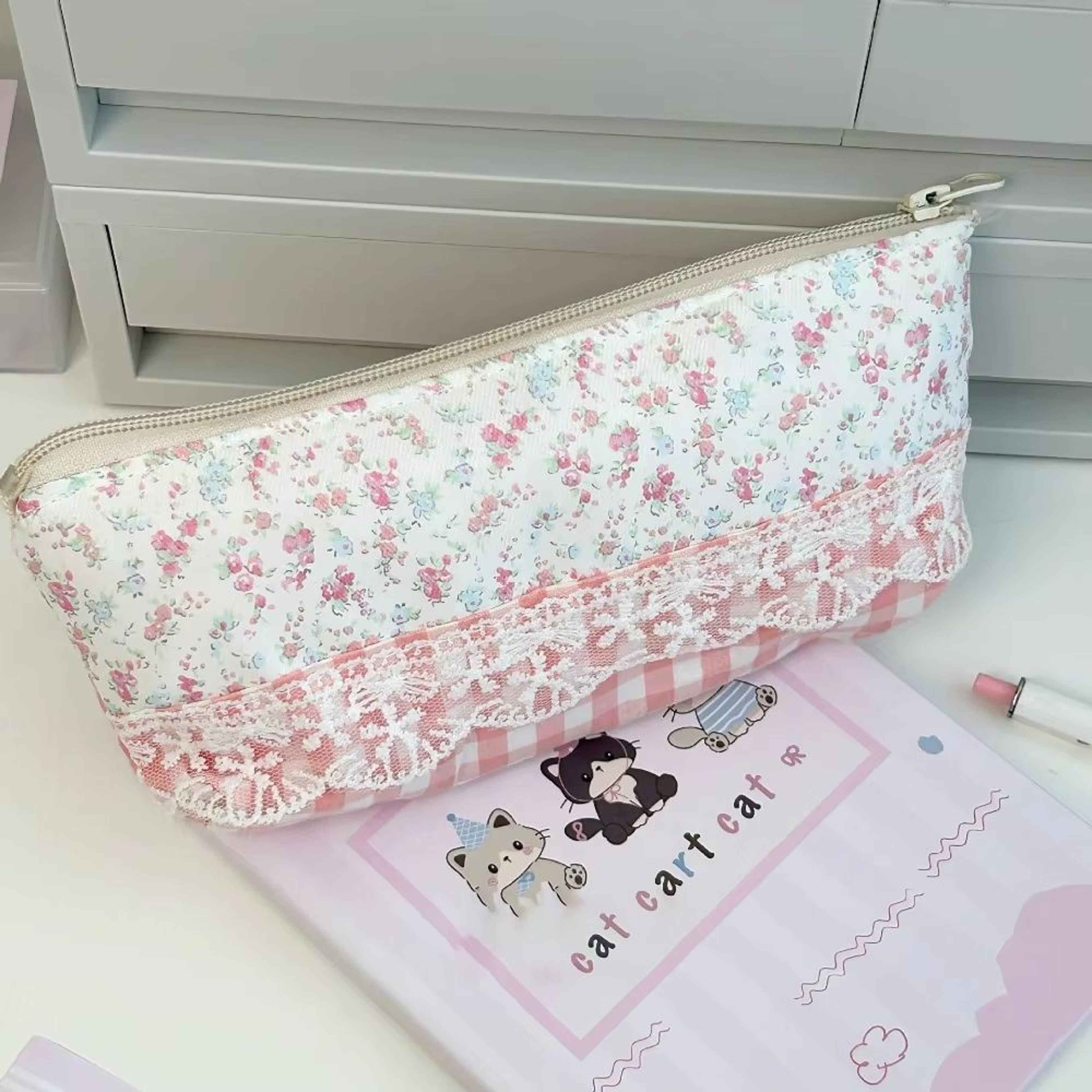 Large Cute Floral Pen Bag MultiFunction Stationery Organizer Pouch 17