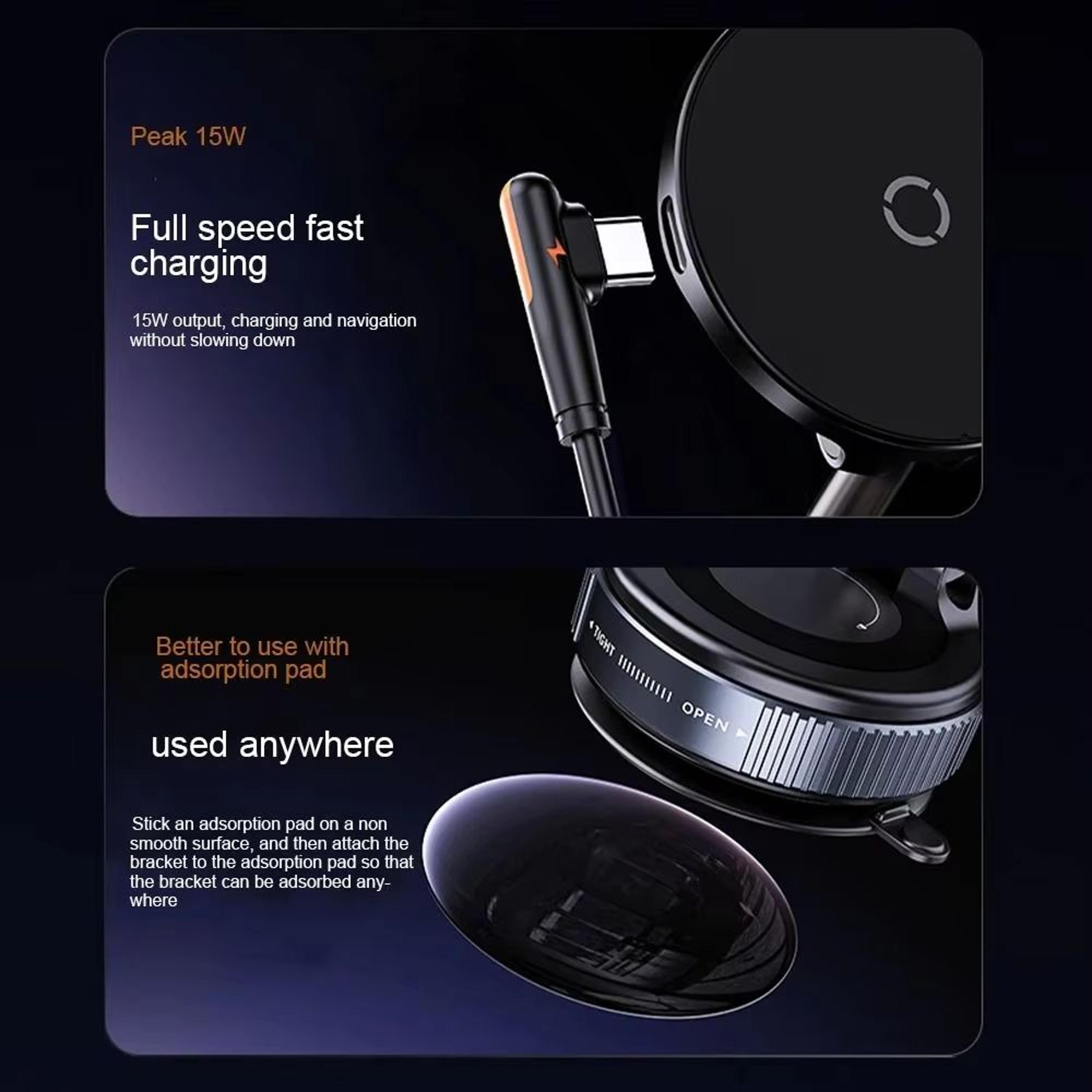 Portable Wireless Magnetic Phone Holder With Suction Cup Foldable Navigation Stand 3