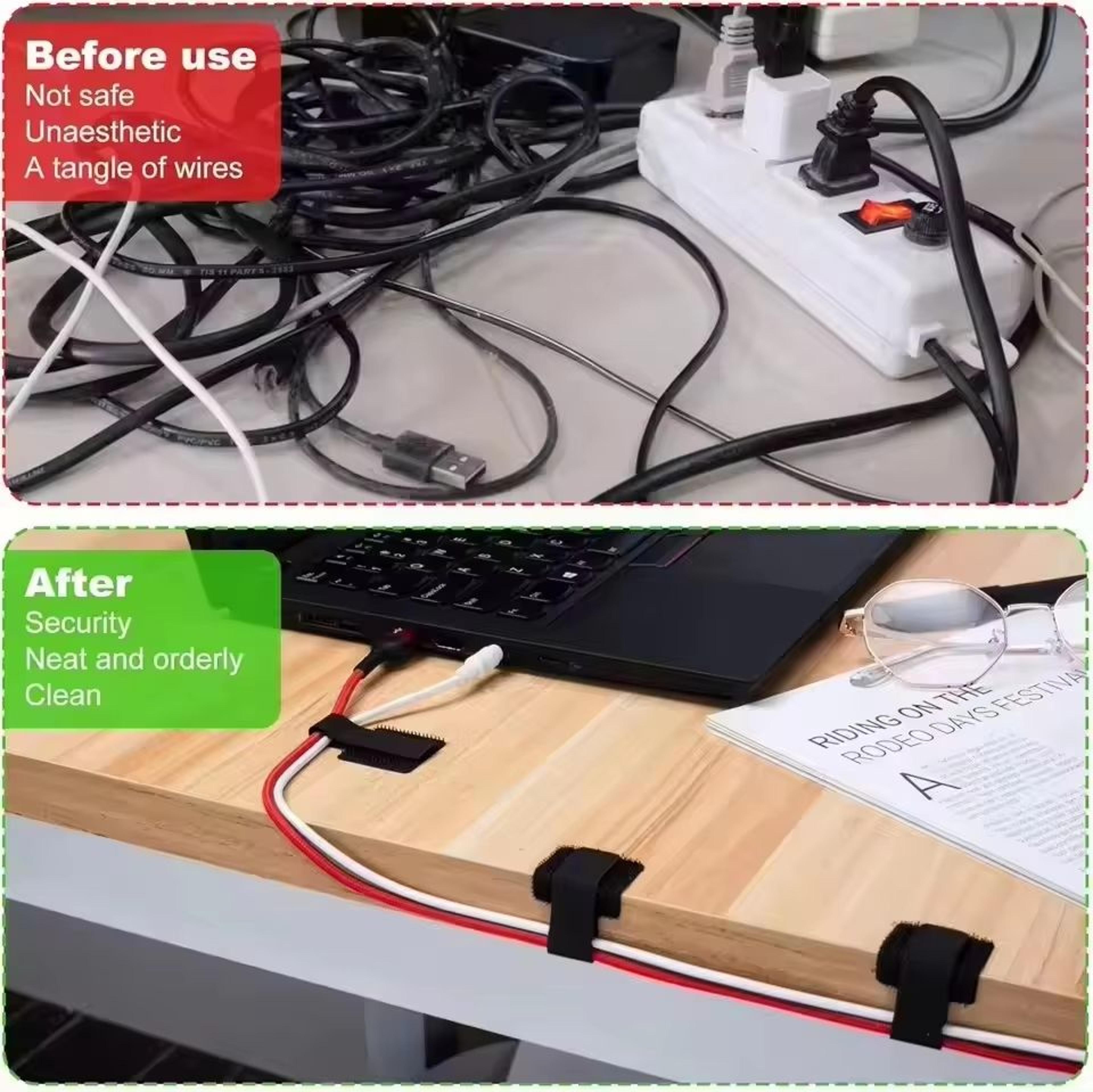 Reusable SelfAdhesive Cable Organizer Straps Adjustable Cord Fastening Wire Holder 1