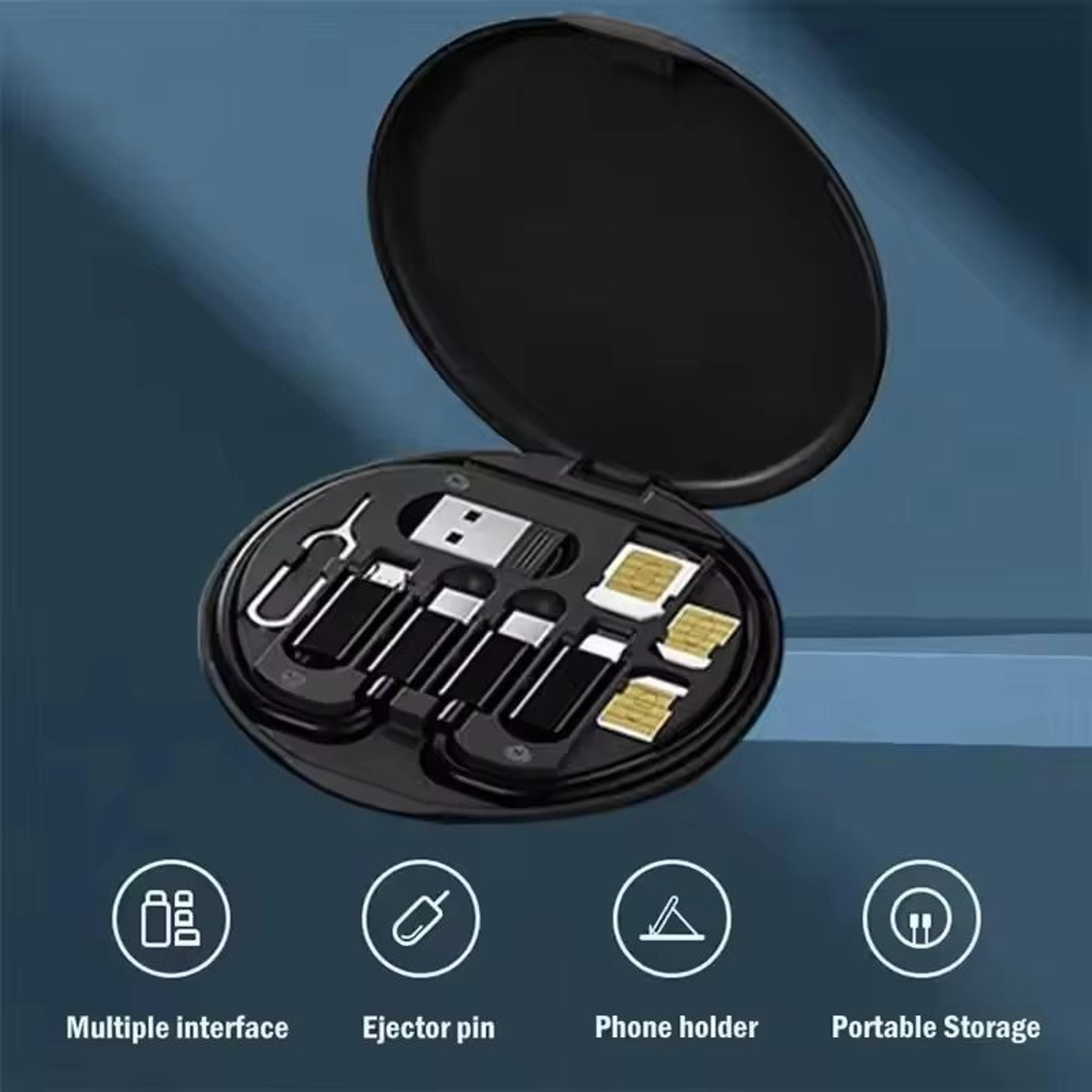 MultiFunction USB Cable Storage Box With Charging Adapter Kit 5
