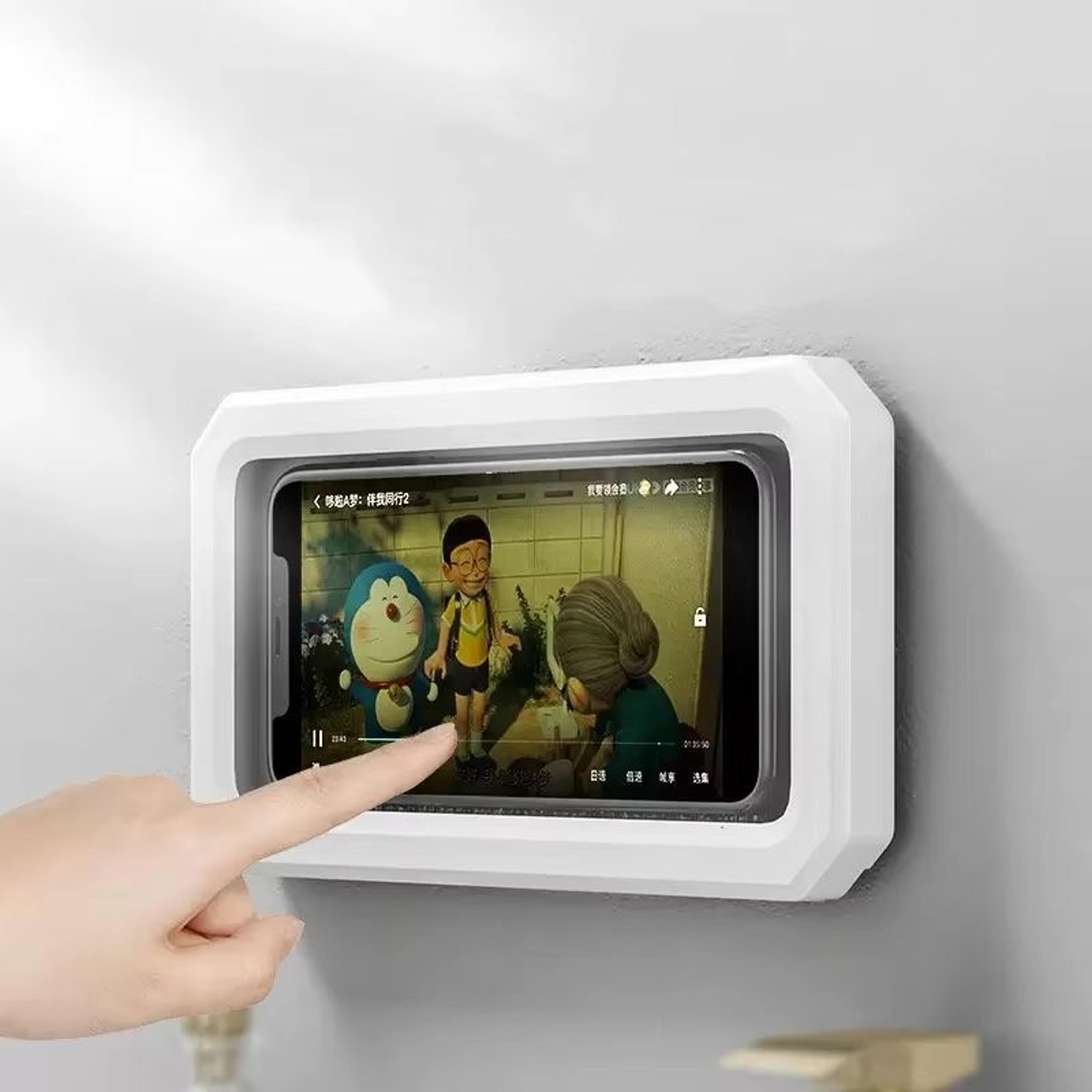 waterproof suction cup phone holder for shower and bathroom (fits up to 6.7-inch phones)