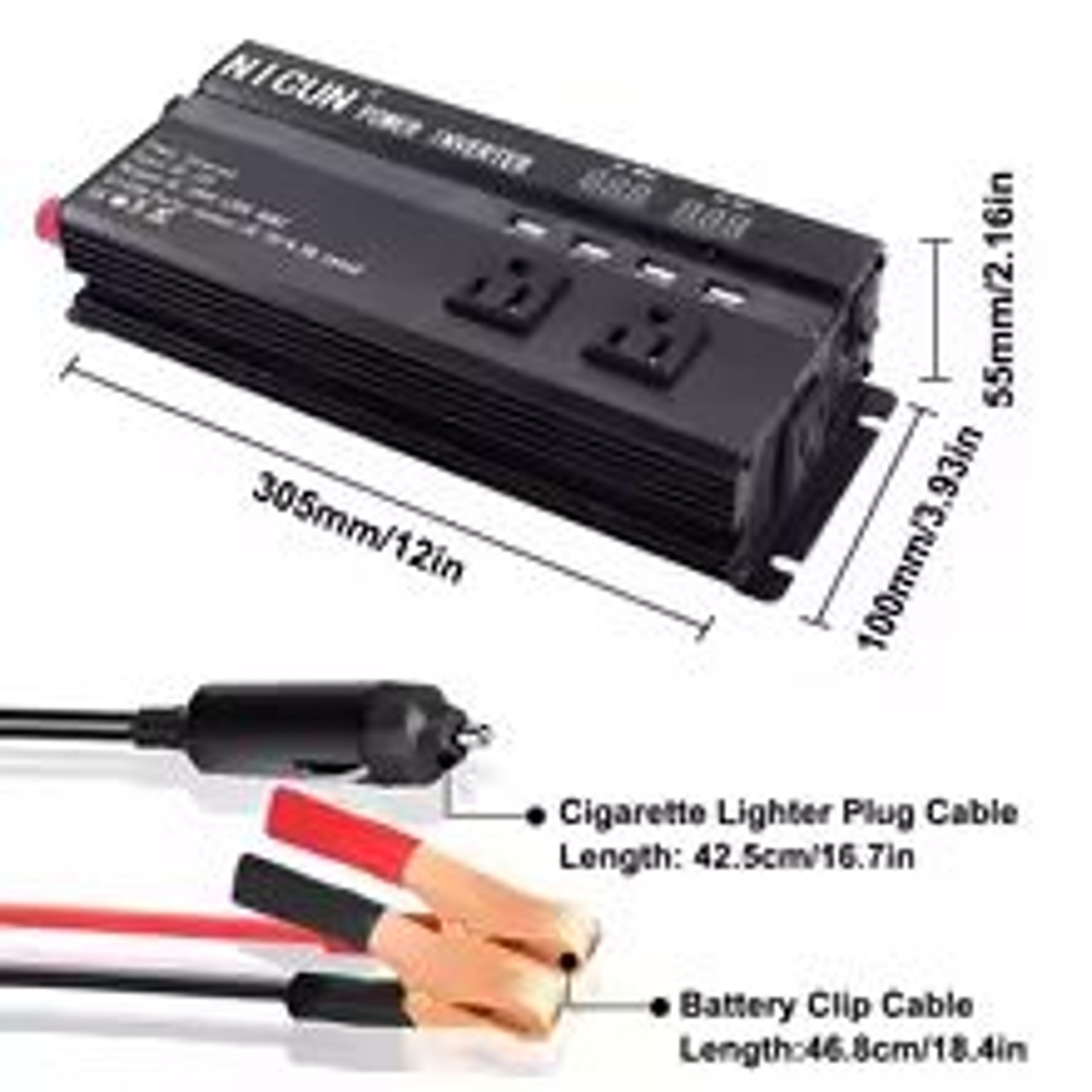 Pure Sine Wave 12V To 110V Power Inverter With LCD And 3 AC Outlets USB For Car RV Home And Solar 2
