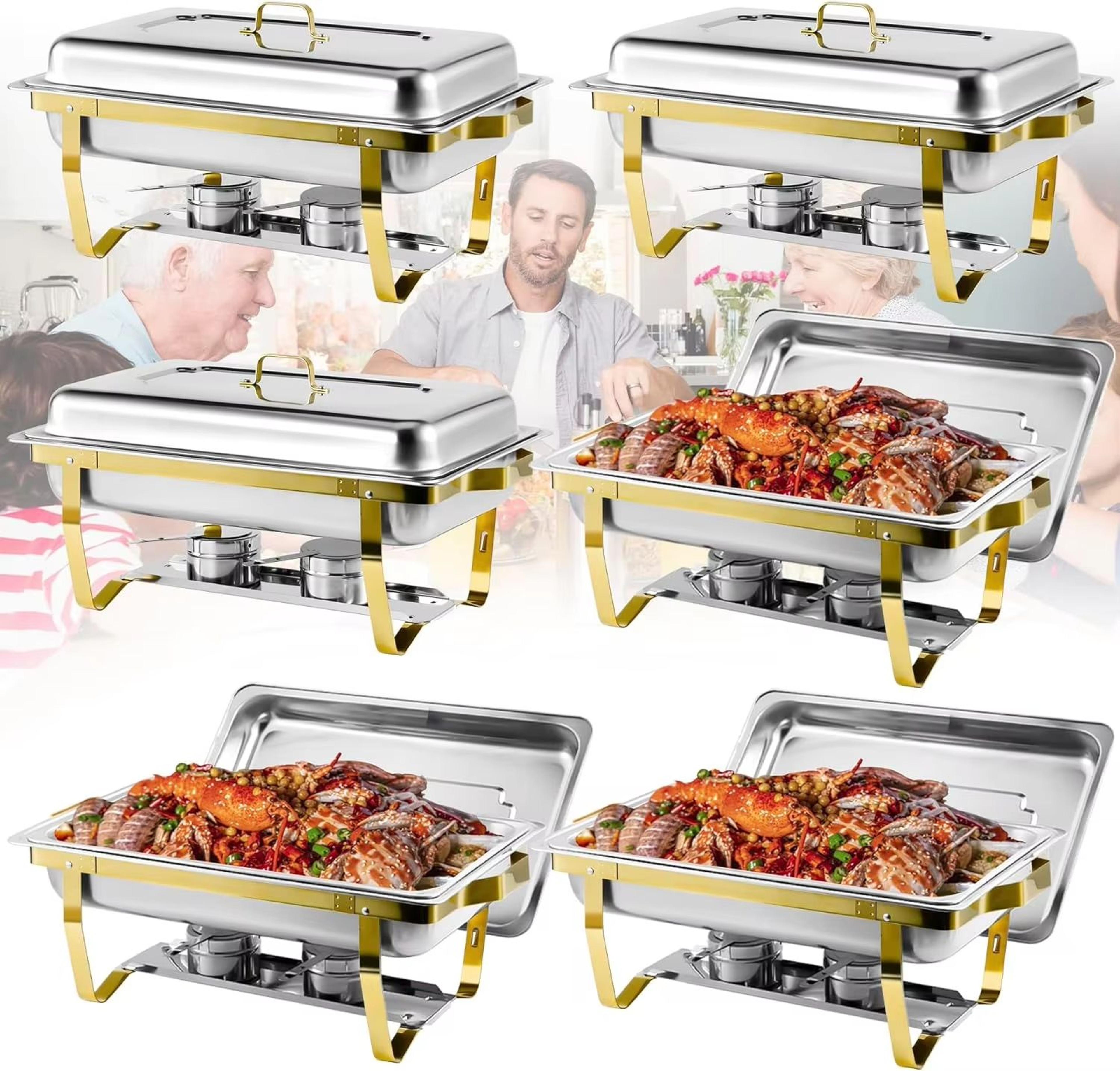 SemiGold Plated Stainless Steel Chafing Dish Buffet Set 8QT9QT Rectangular Catering Warmer24 Pack 3