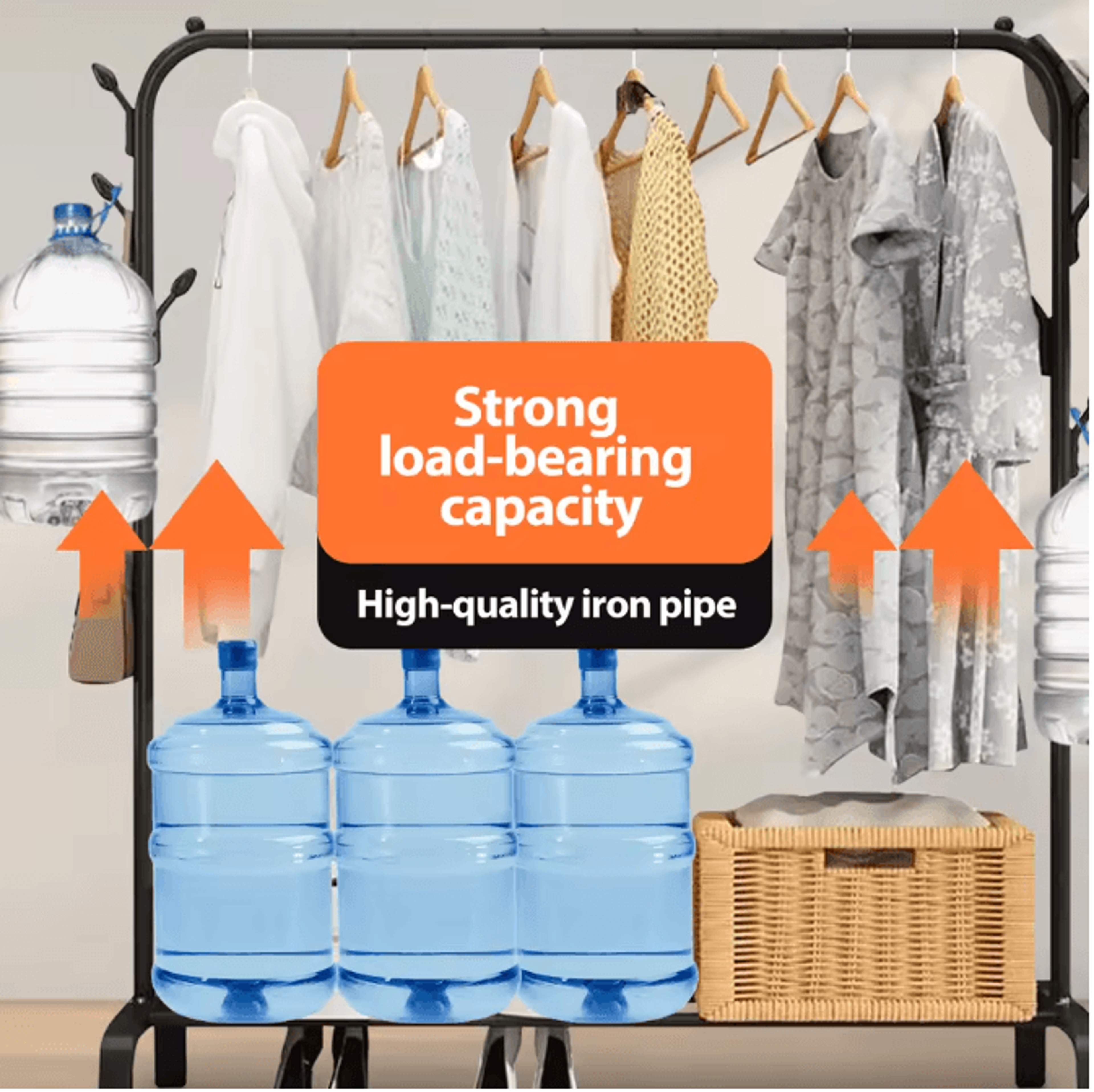 Multifunctional Clothing Rack For Hanging Clothes With Shoe Shelves Coat Garment Rack Organizer For 1