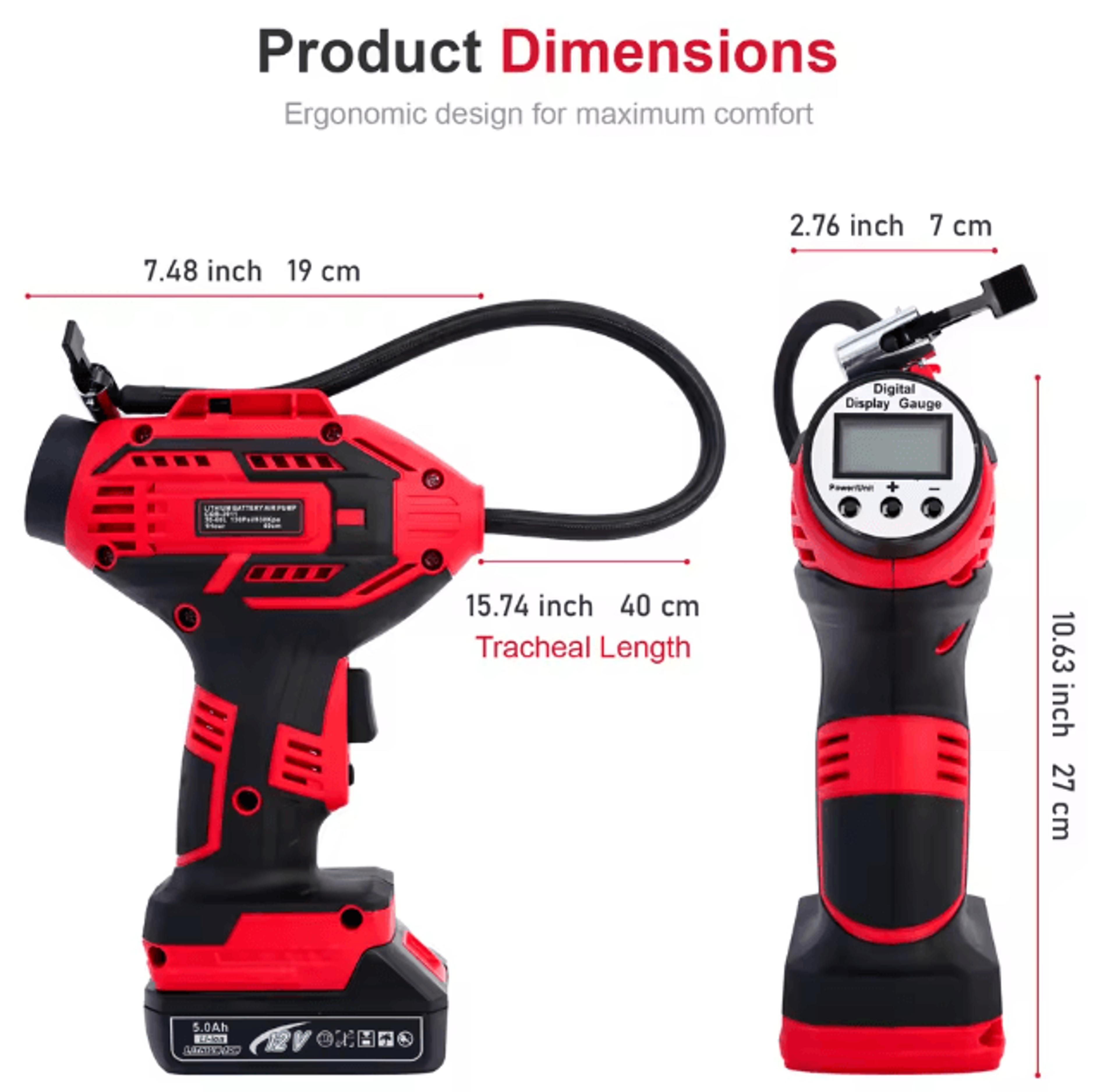 20V Portable Air Compressor Digital Tire Inflator With 12V Car Adapter For Car Motorcycle Bicycle A 4