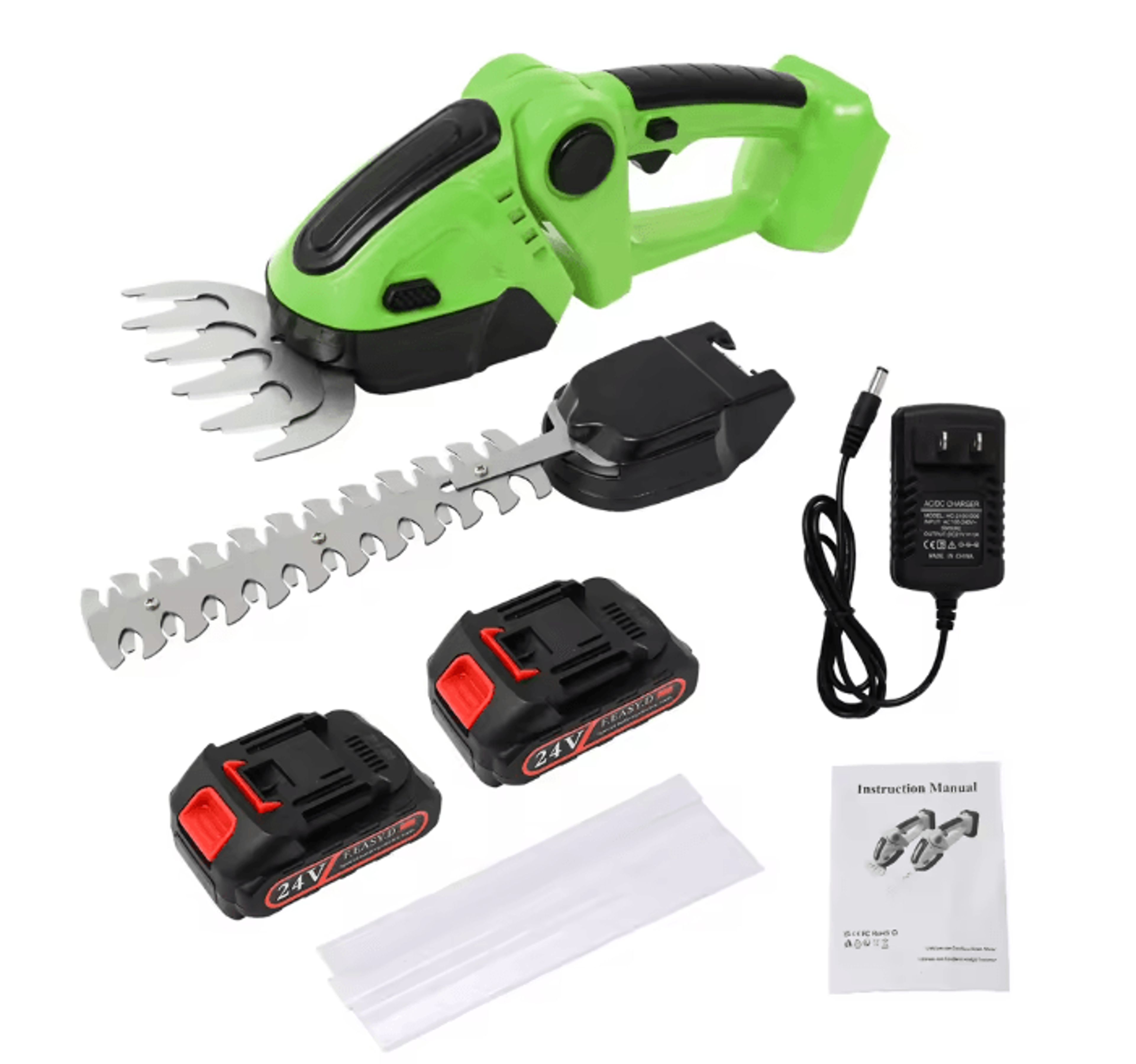 390W 24V Cordless Hedge Trimmer And Grass Cutter 2in1 With Dual Batteries And Charger 5