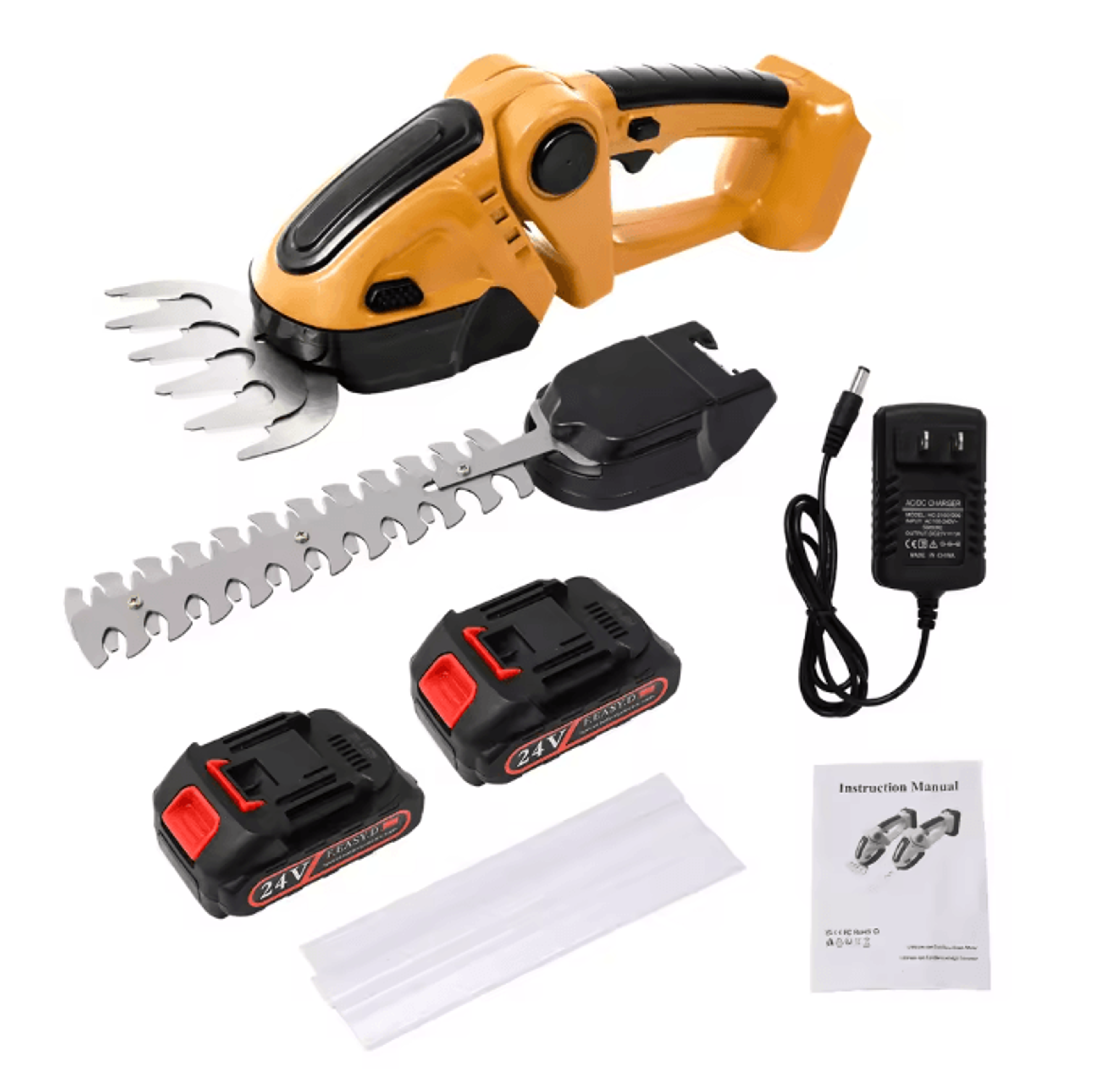 390W 24V Cordless Hedge Trimmer And Grass Cutter 2in1 With Dual Batteries And Charger 7