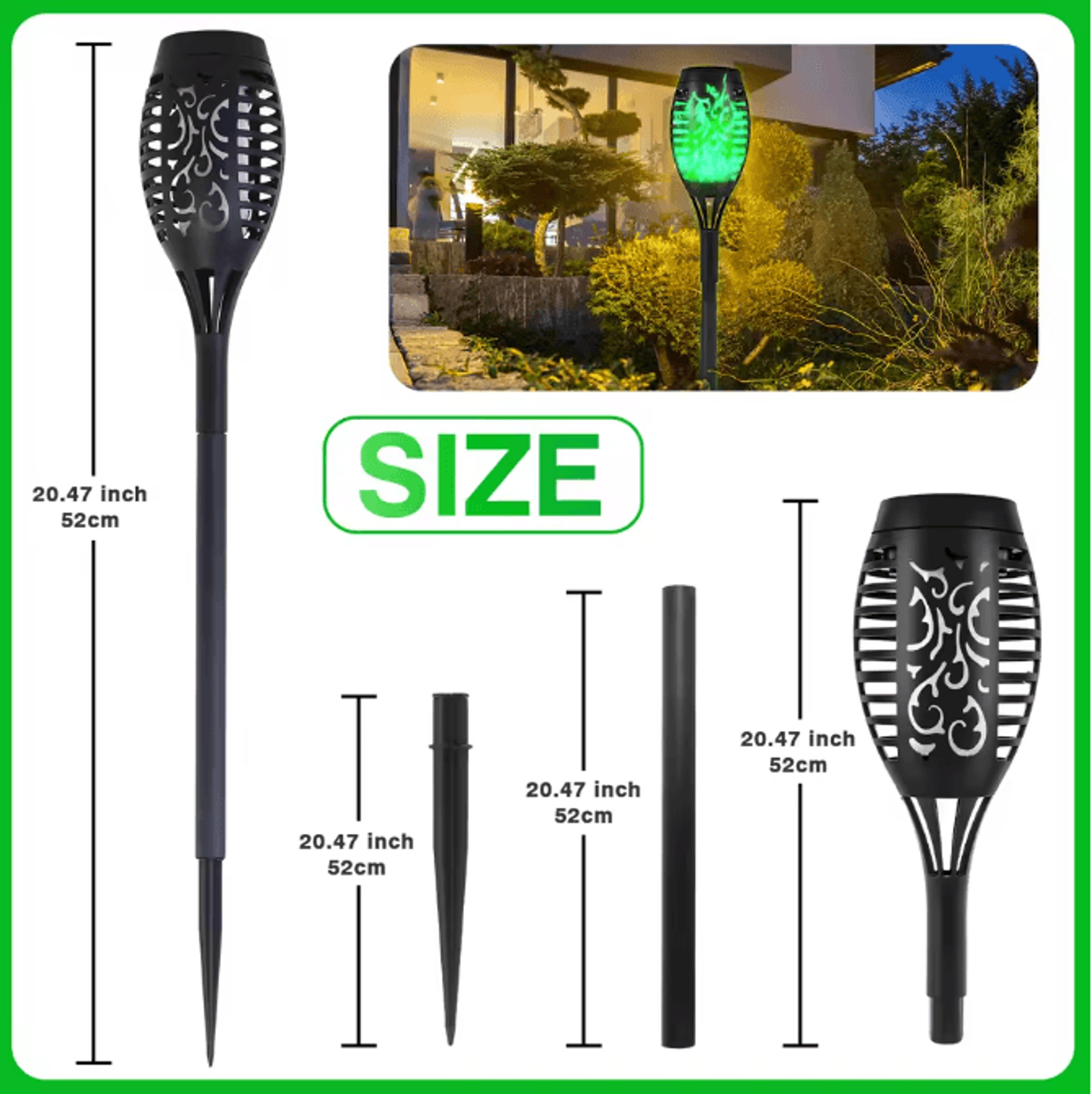 Solar Flickering Flame Outdoor Garden Light Landscape Stake Waterproof Solar Yard Decor 5