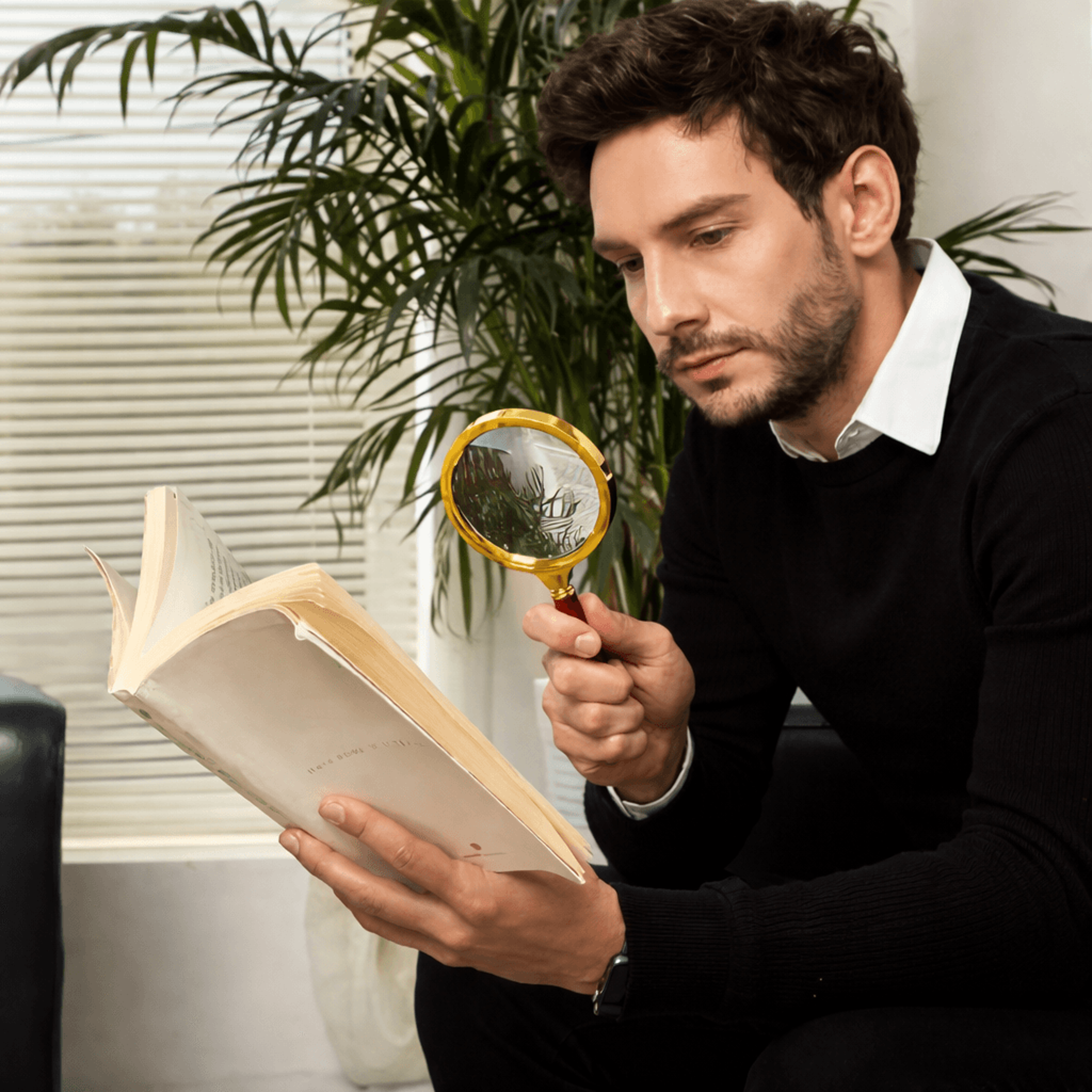 Handheld Metal 50x HighDefinition Magnifying Glass  Metal Frame Magnifier For Reading Scientific Ex