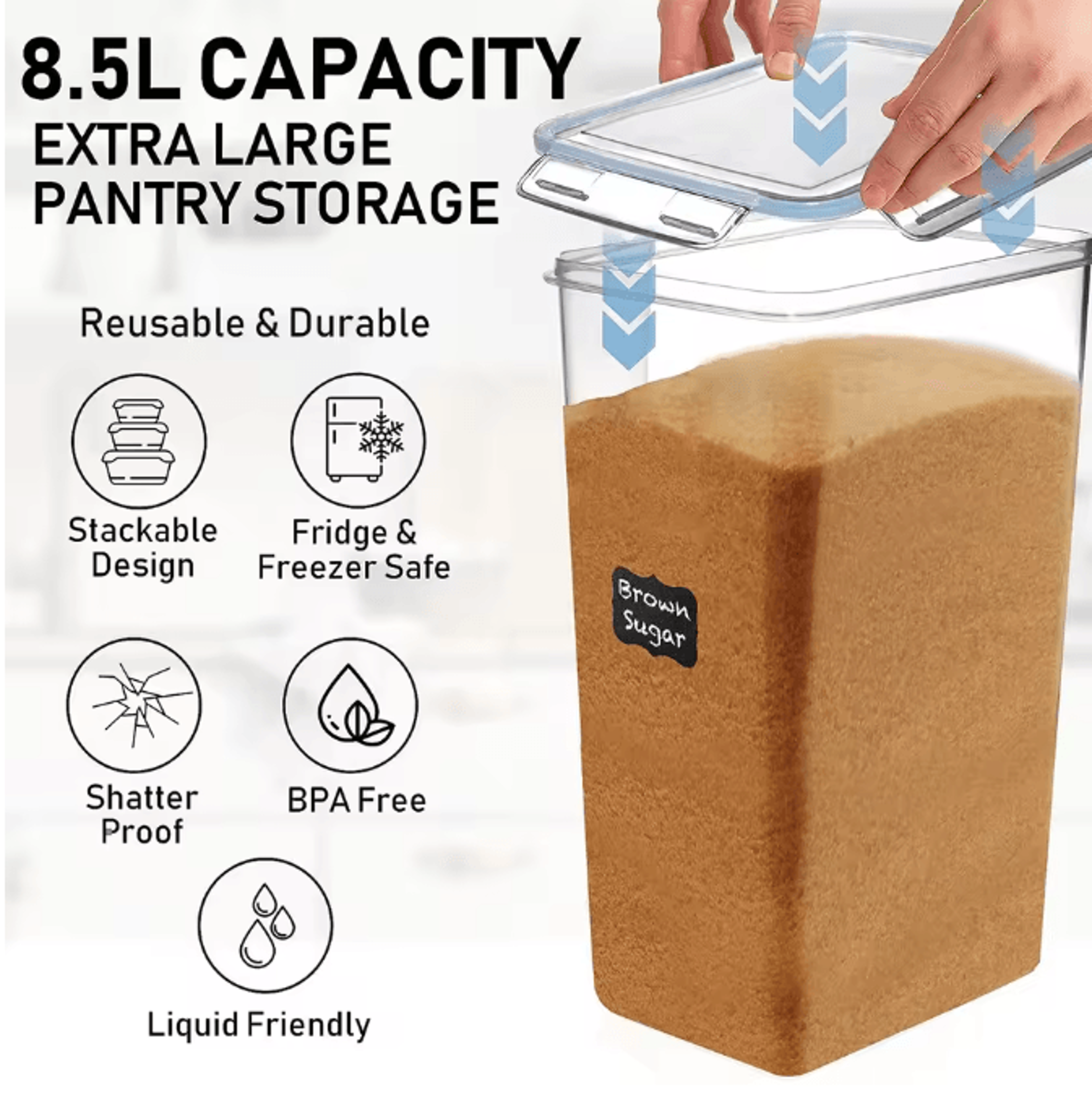 2Pack 85 L Airtight Food Storage Containers With Lids And Labels For Kitchen Pantry Organization 2