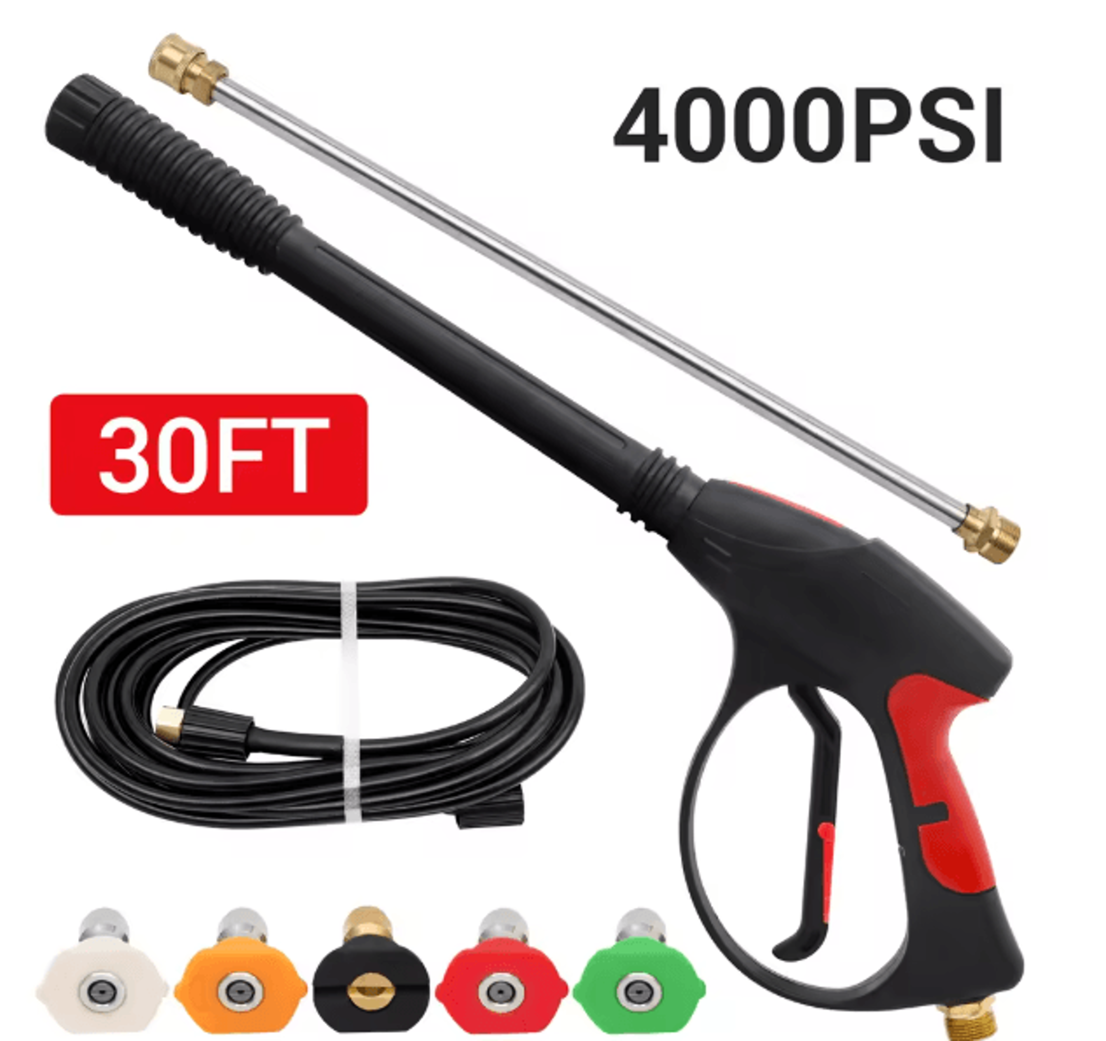 Premium HighPressure Washer Gun With Power Washer Spray Wand And 5 Quick Connect Nozzles 0