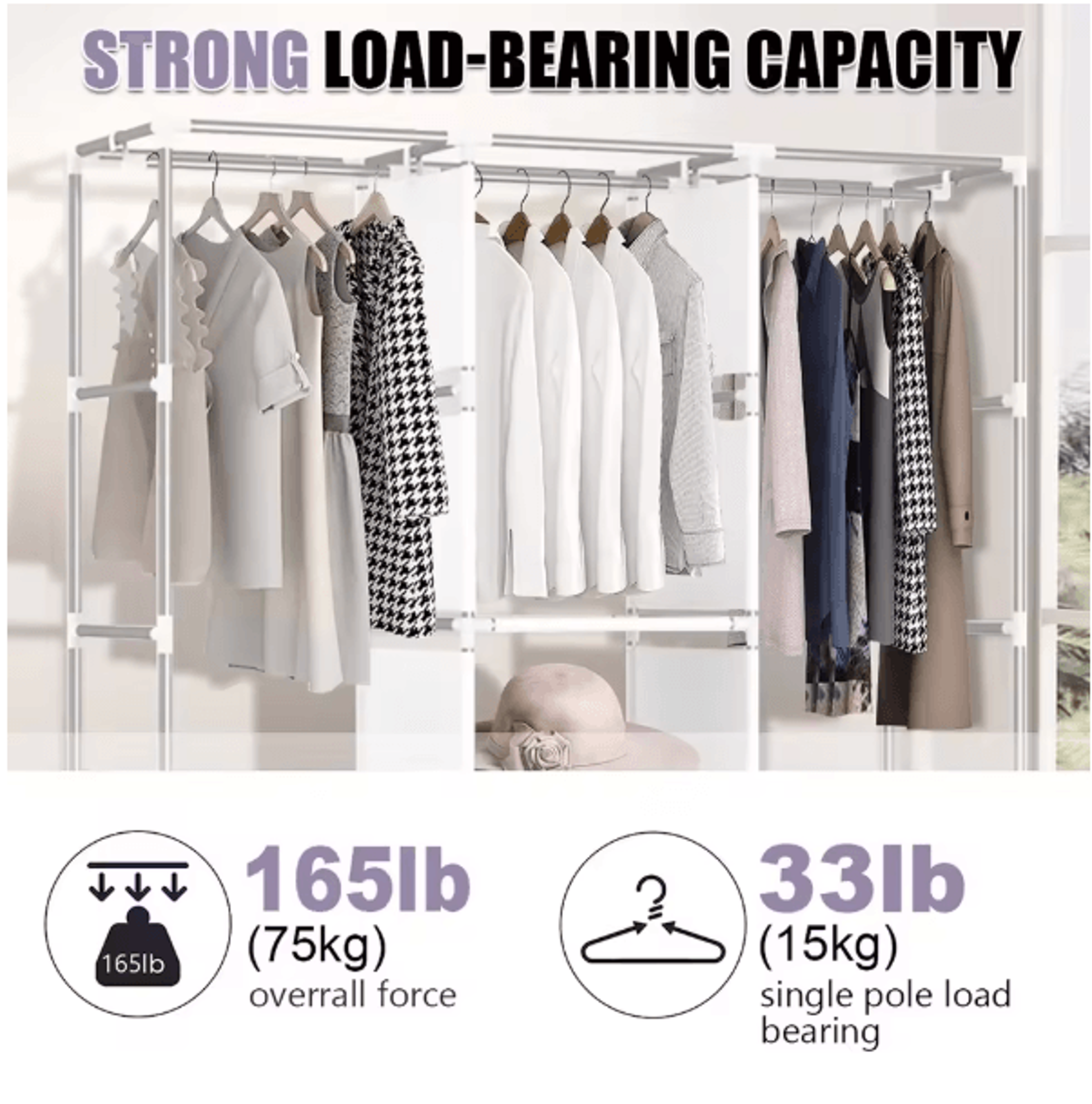 Large Capacity Portable Wardrobe Closet Storage Organizer With Dustproof Non Woven Fabric Cover And 1