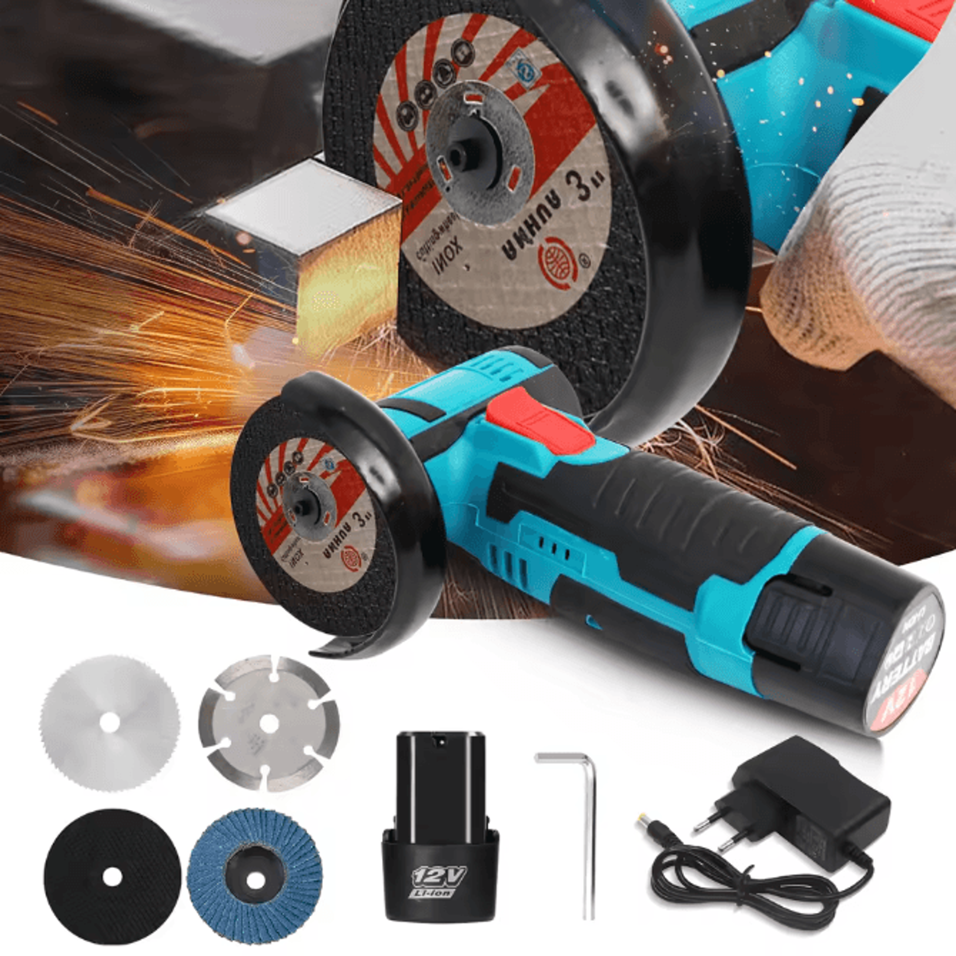 Premium Cordless Brushless Angle Grinder And Car Polisher Kit 12V 16800 RPM With Dual 20 Ah Batteri 1