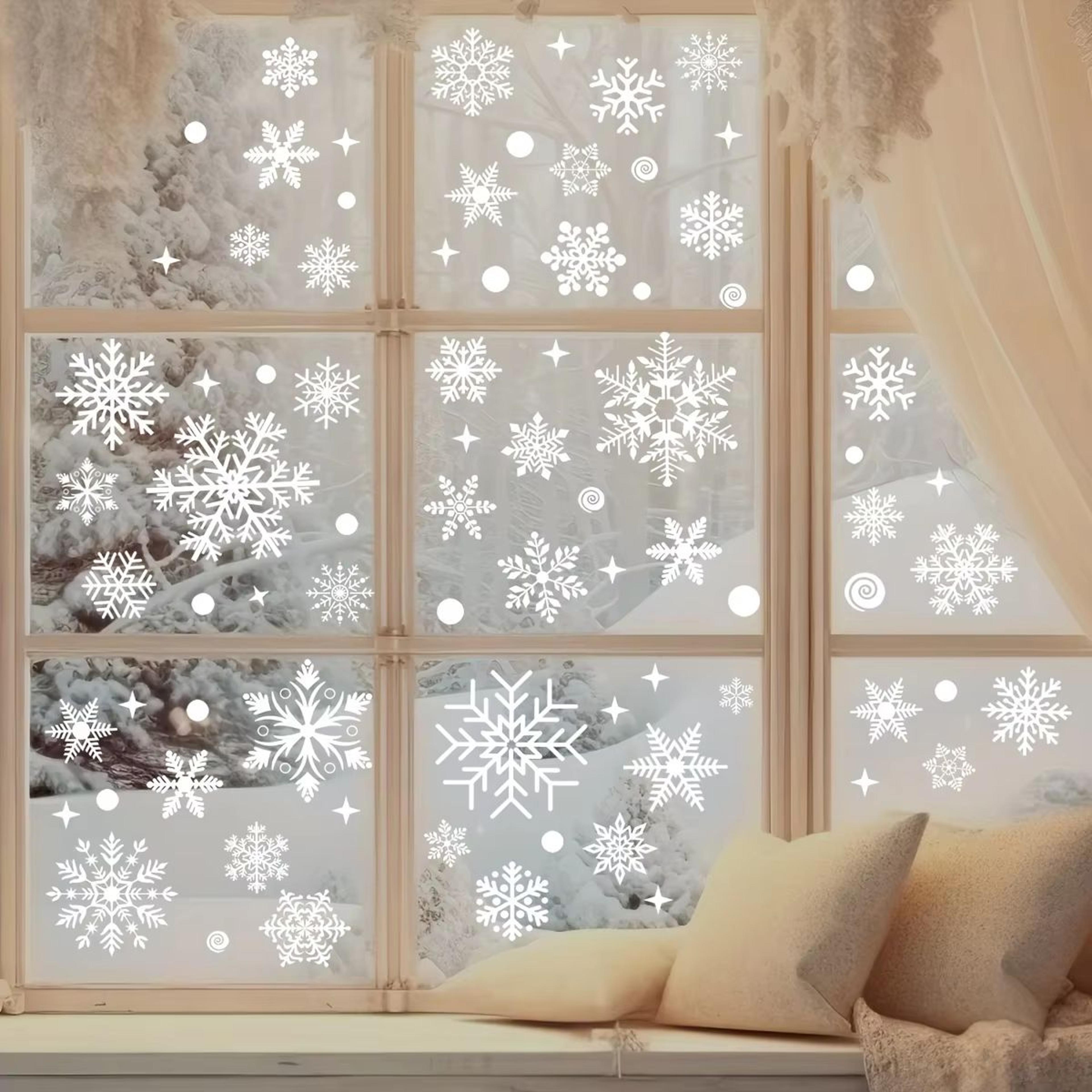 137pcs Christmas Window Clings Snowflake And Window Flower PVC Static Stickers For Glass Reusable W 1