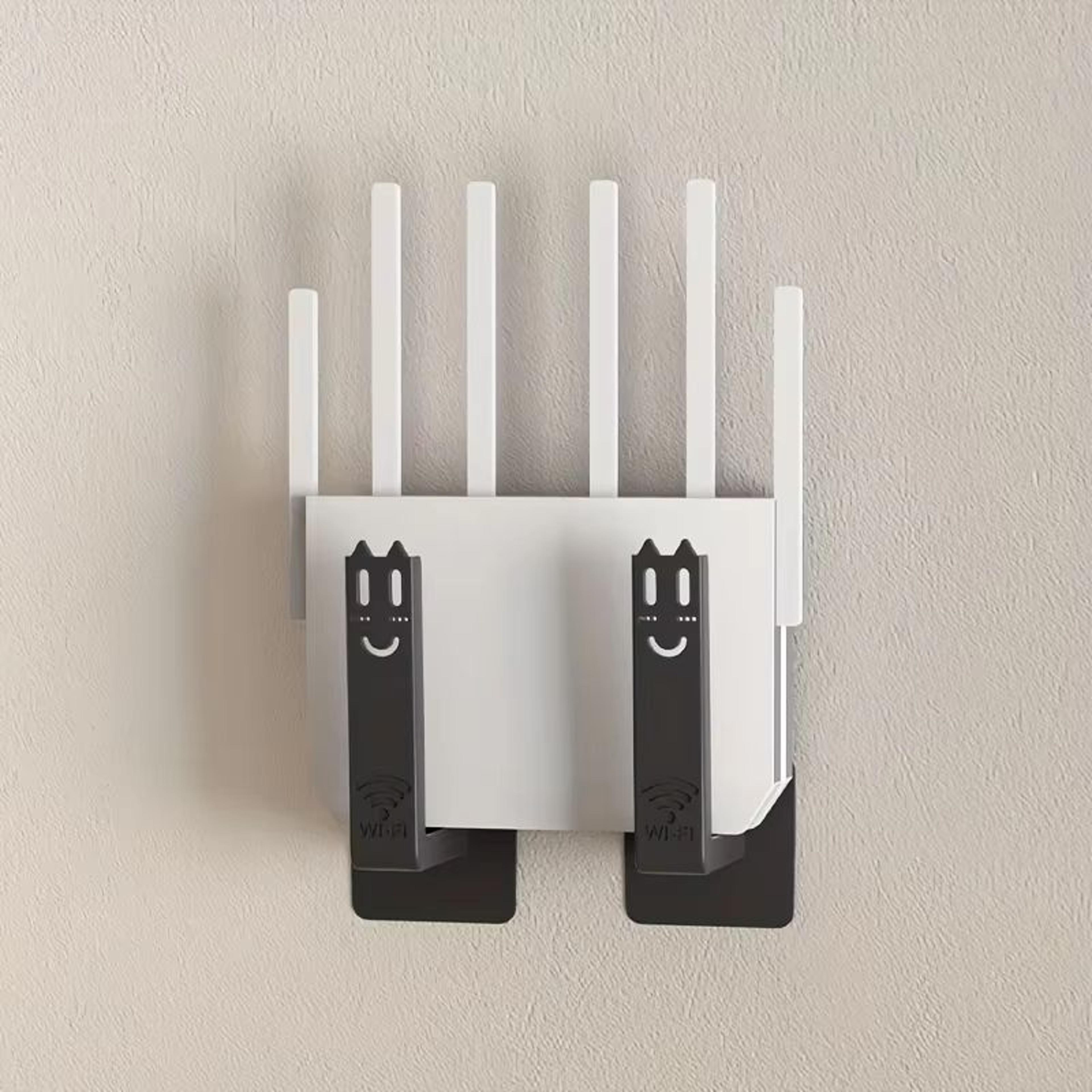 2pcs No Drill Router Shelf Wall Mounted Set Top Box Holder With Hooks Ventilated Metal Organizer Ra 4