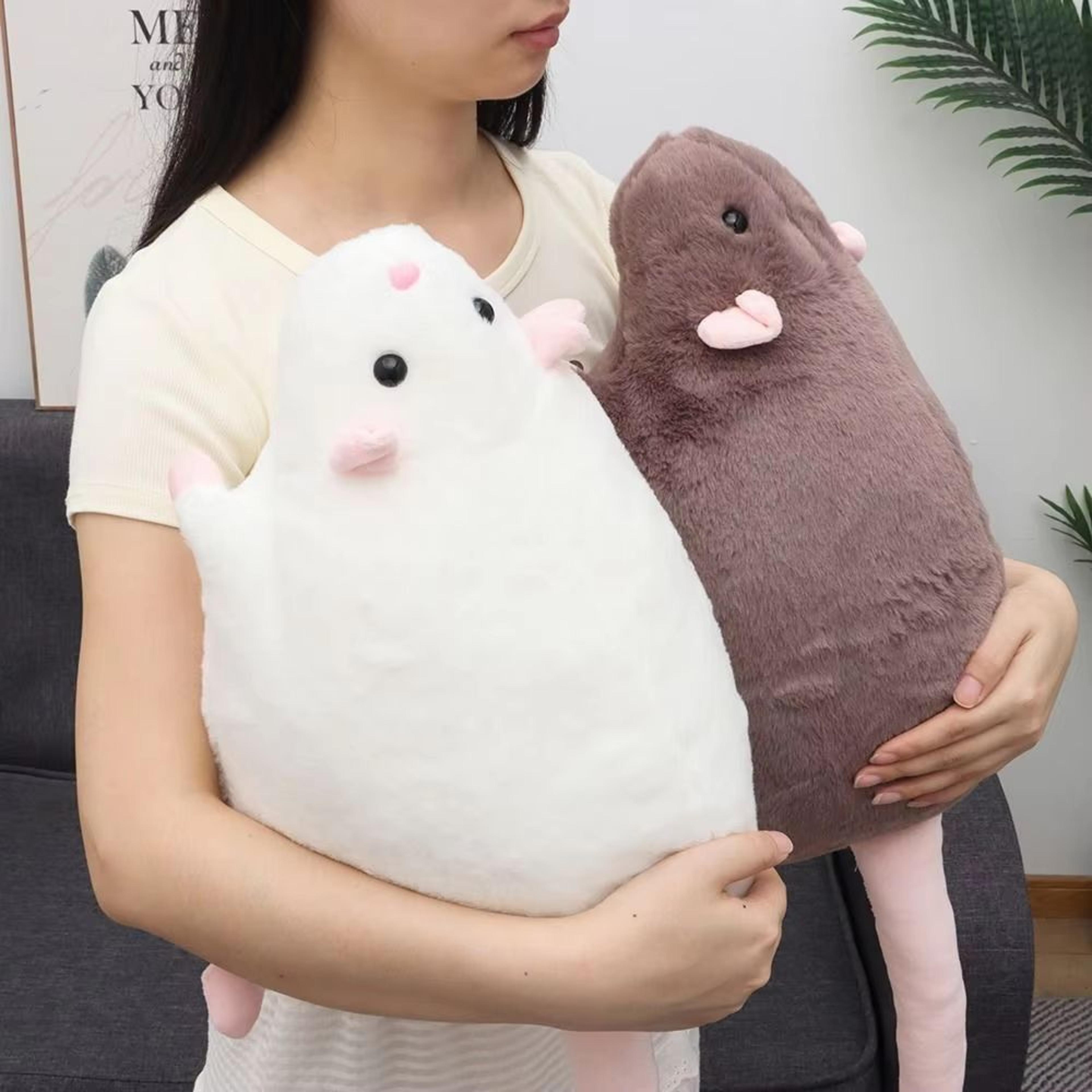 Cute Oversized Mouse Plush Doll With Flower Branch Soft Long Hug Pillow 1181in 1772in 3543in 1