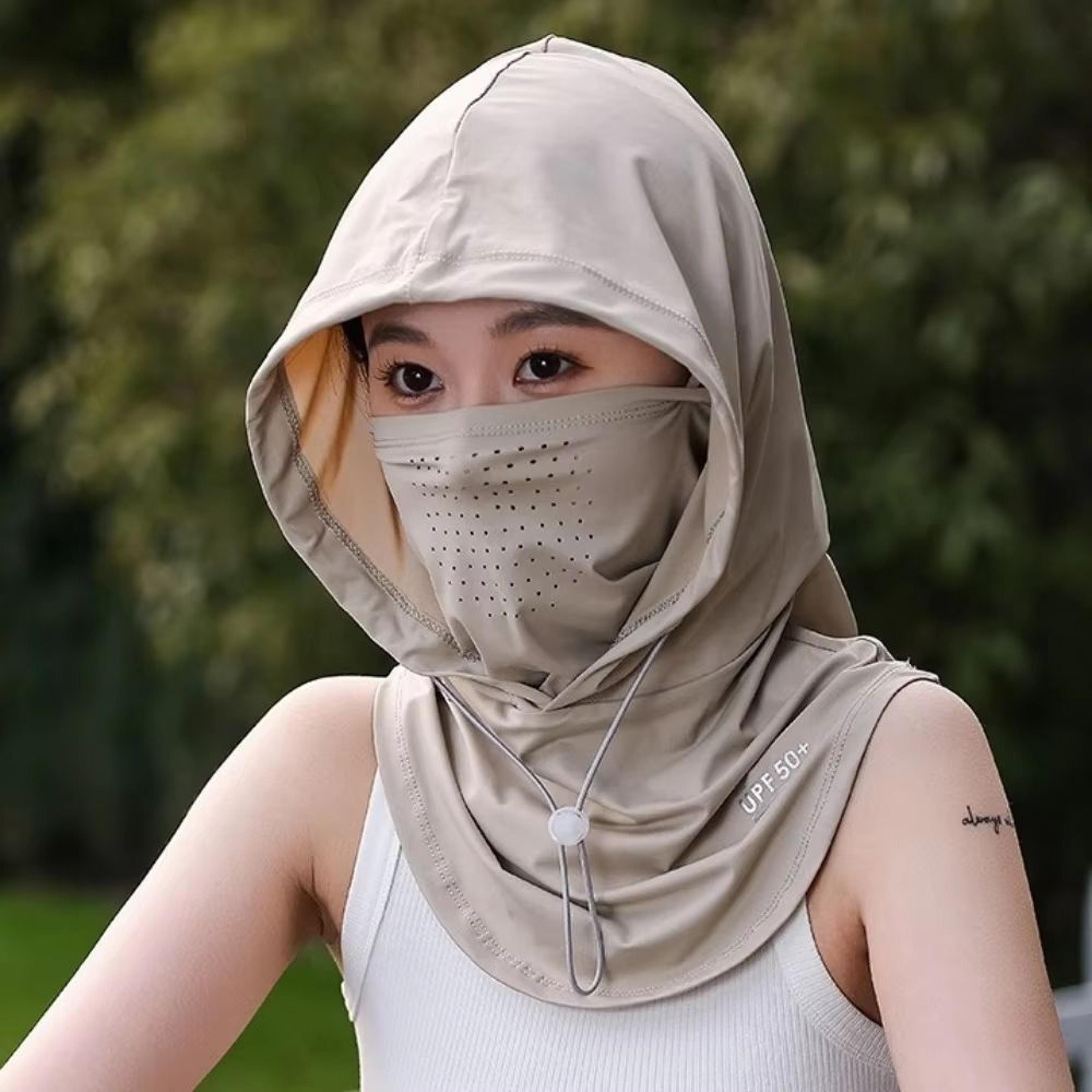 Unisex AntiUV Summer Hat With Breathable Mask Shawl  Ice Silk Outdoor Sports Cap For Beach Hiking A 0
