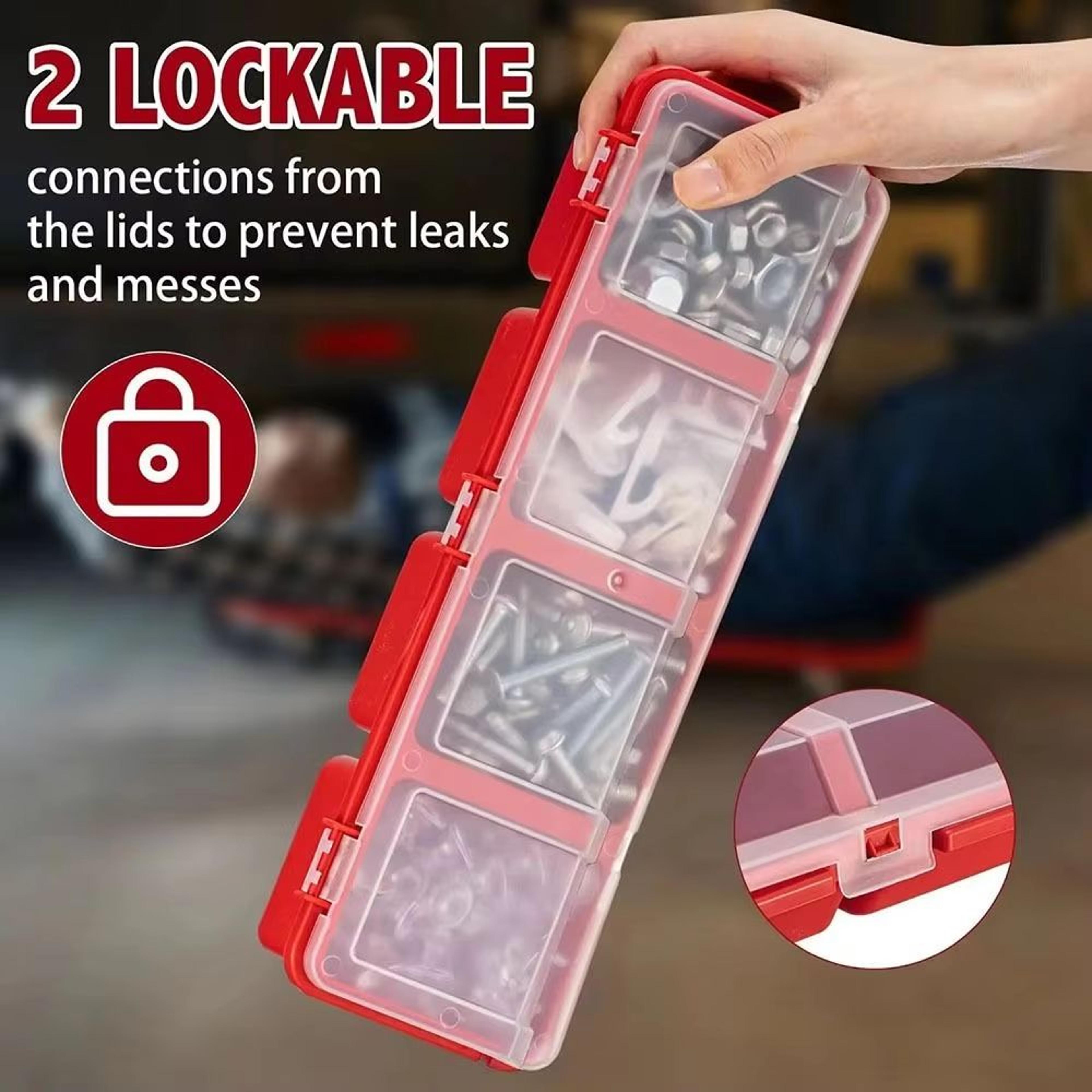 4Compartment Parts Storage Box With Lid Clear Screw Organizer Box For Small Hardware Crafts And Too 2