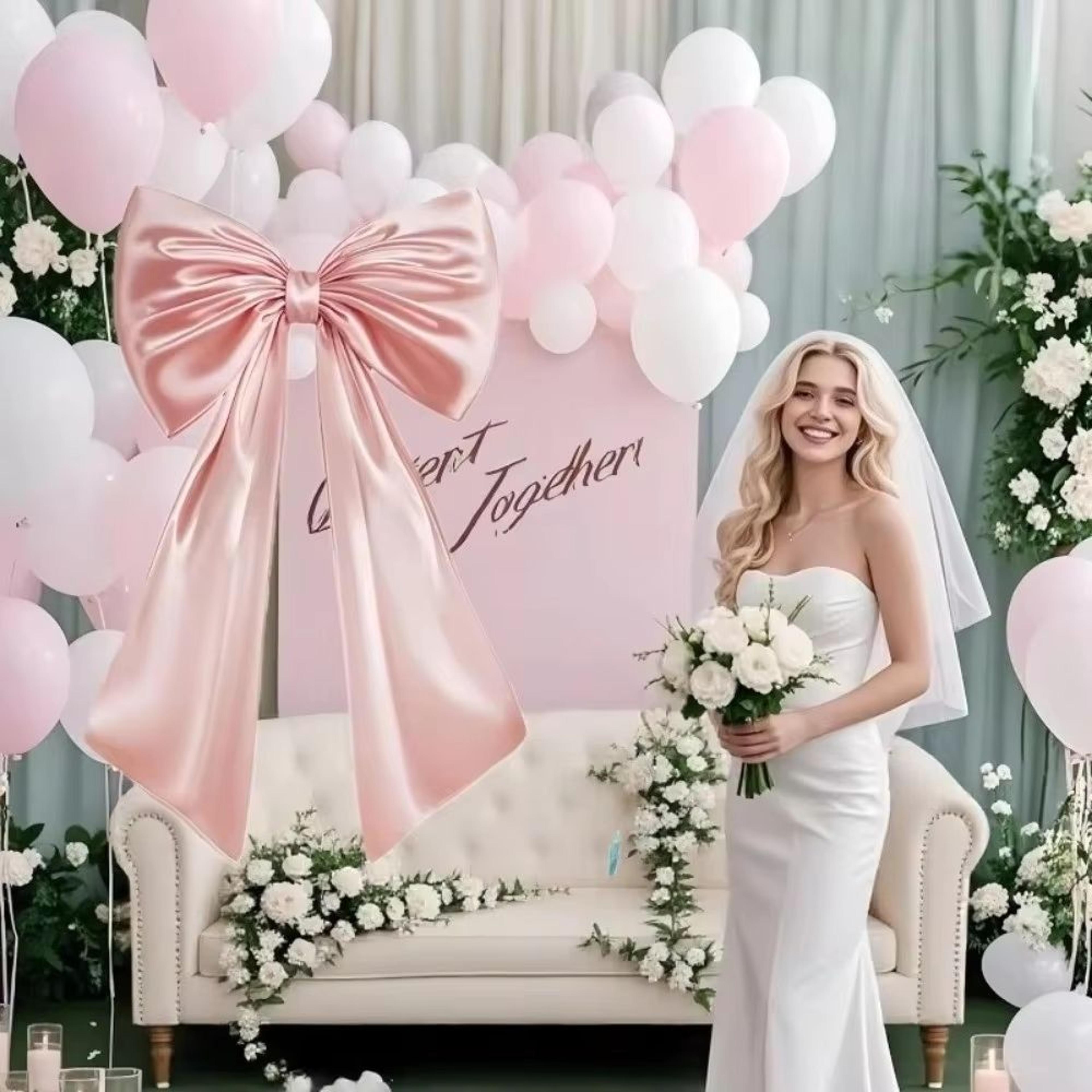 Large Satin Ribbon Bow Coquette Giant Hanging Bow Decoration For Wedding Backdrops Parties And Holi 1