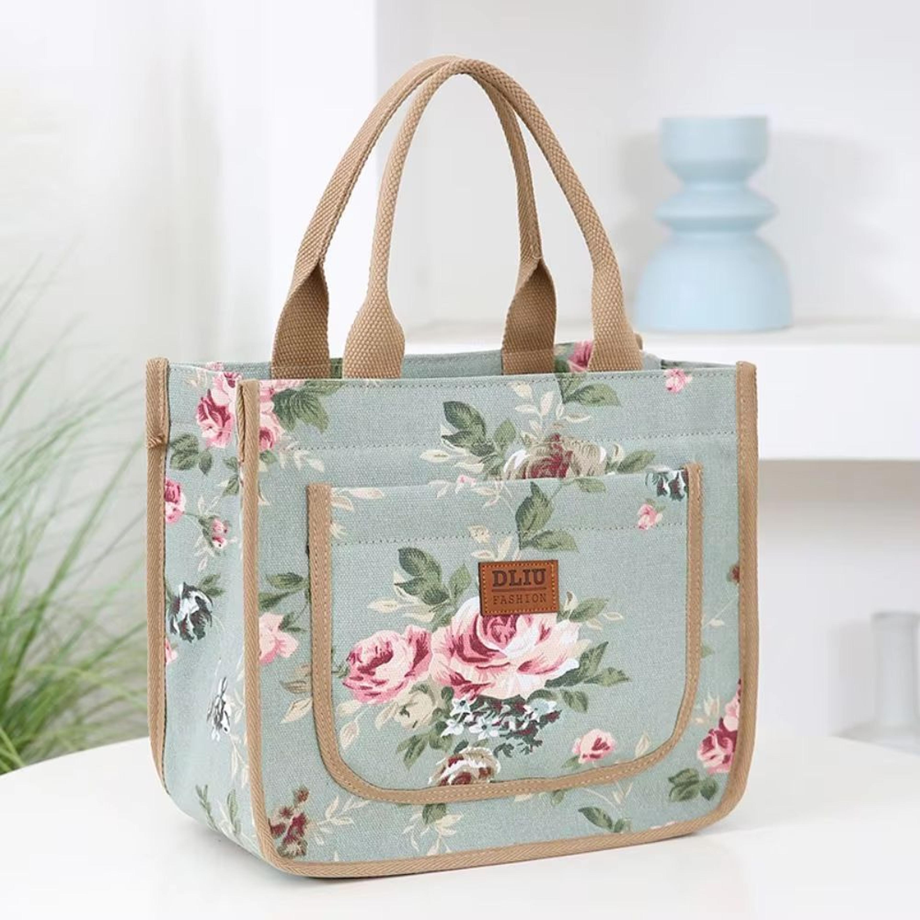 ThermaFlora Large Floral Print Insulated Lunch Bag With Portable Ice Pack 2