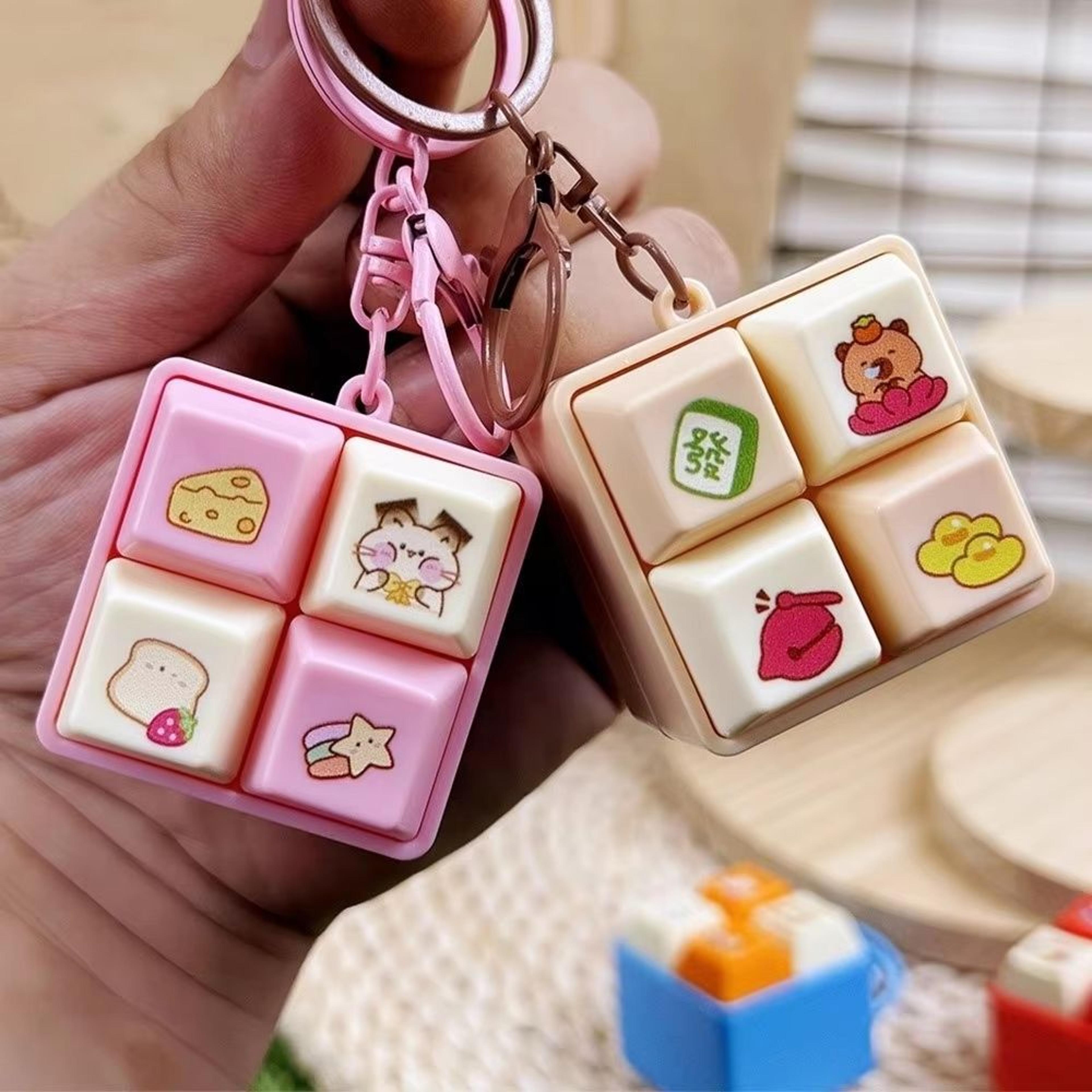 Fun Cartoon Squeeze Music FourSquare Merit Button Keychain 0